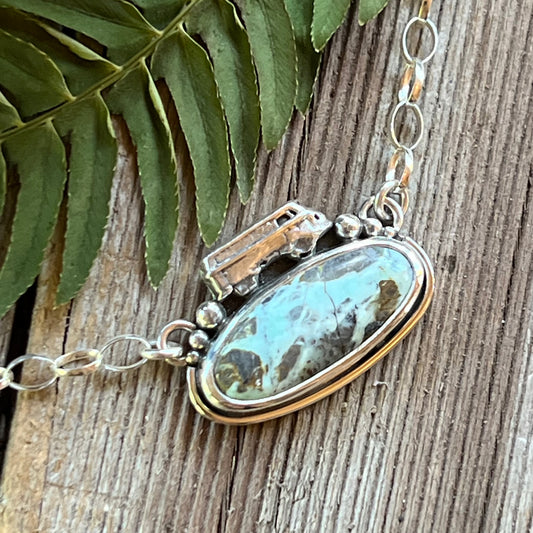 Turquoise Lg Bus Sterling Silver Necklace