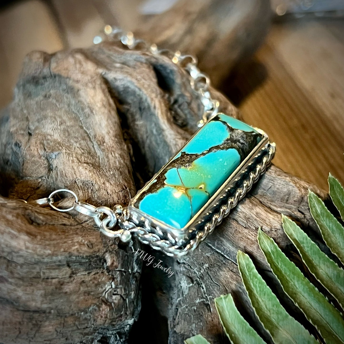 Turquoise Rectangle Sterling Silver .925 Pendant Necklace