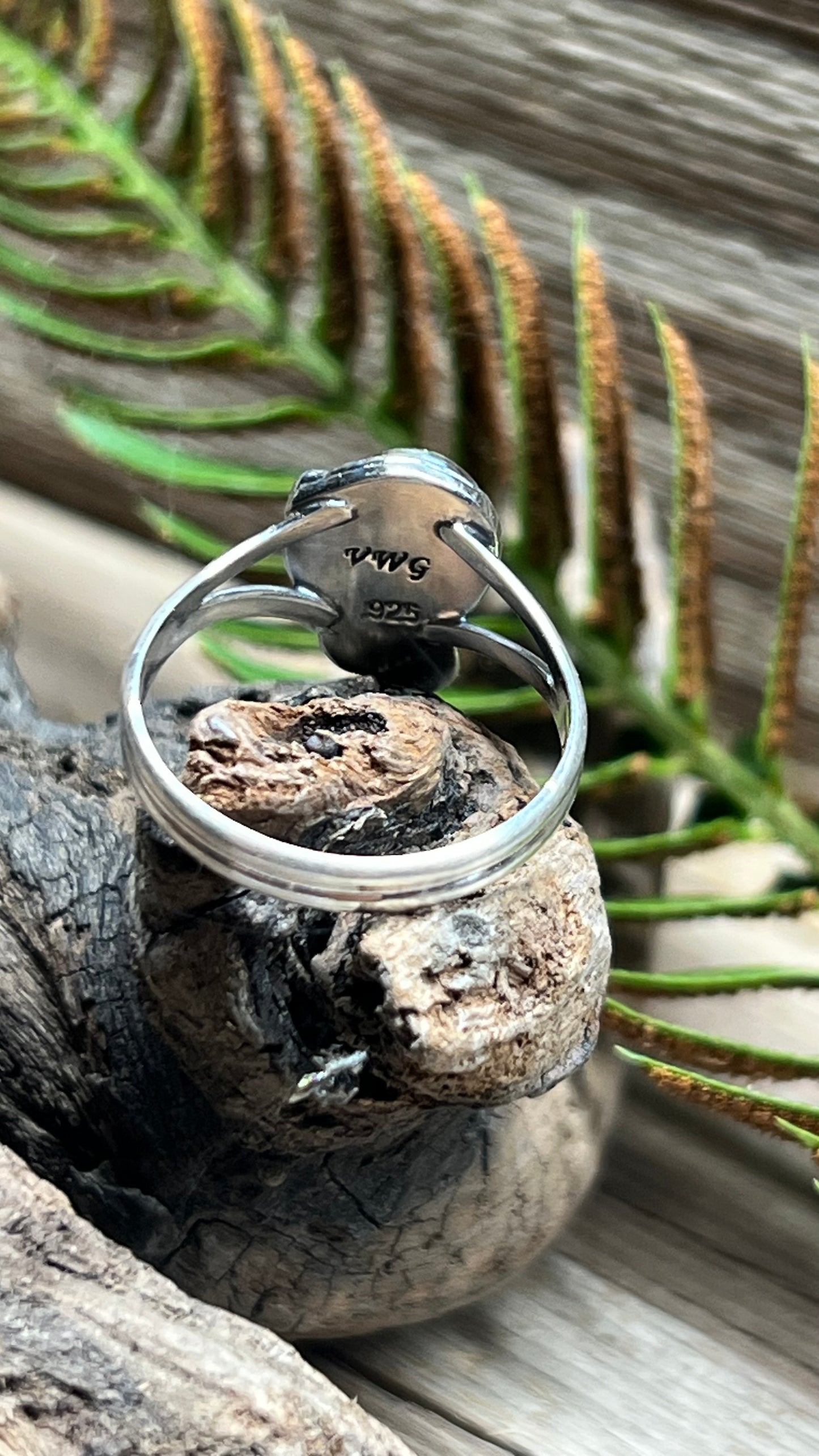 Peridot & Leaf Sterling Silver Rings