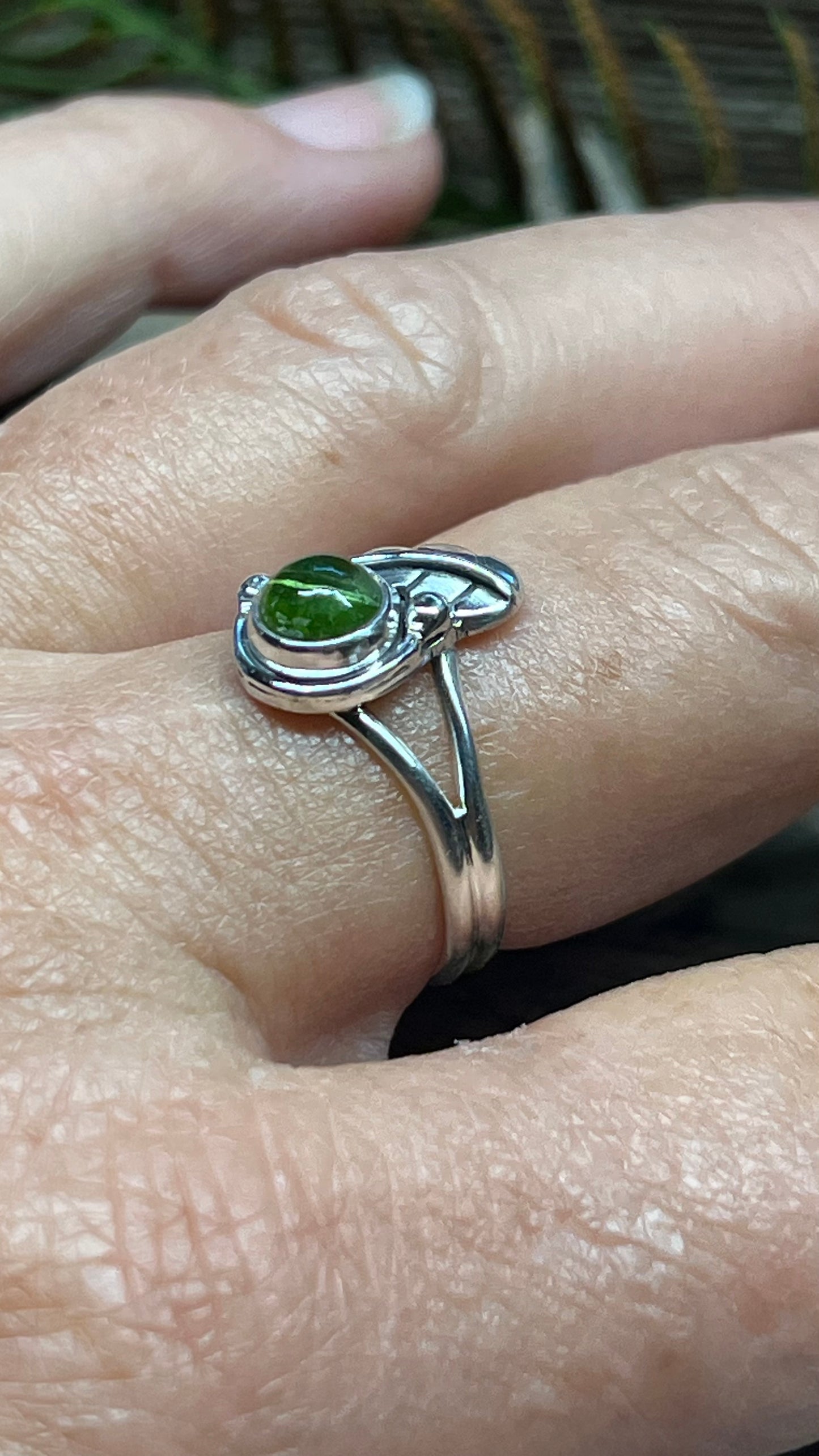 Peridot & Leaf Sterling Silver Rings
