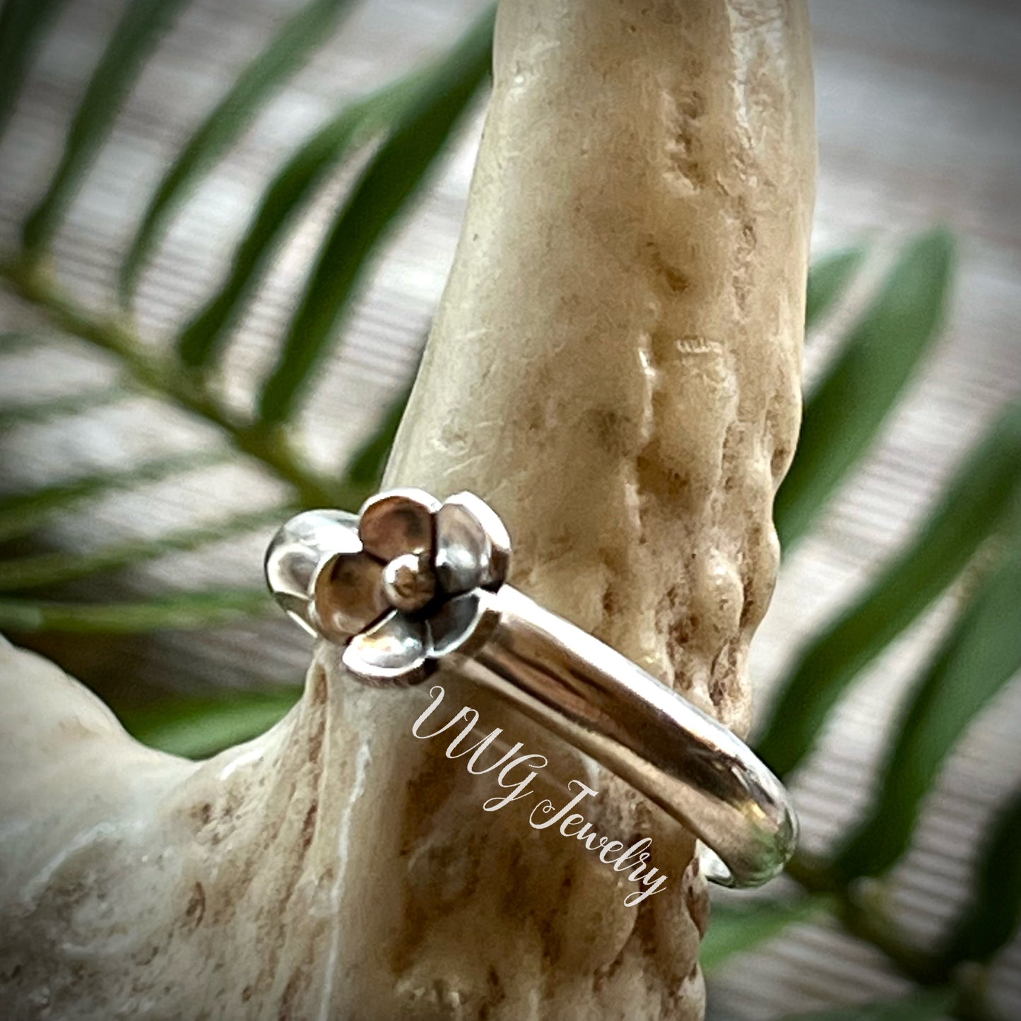 Flower and Leaf Nesting Stacker Rings .925