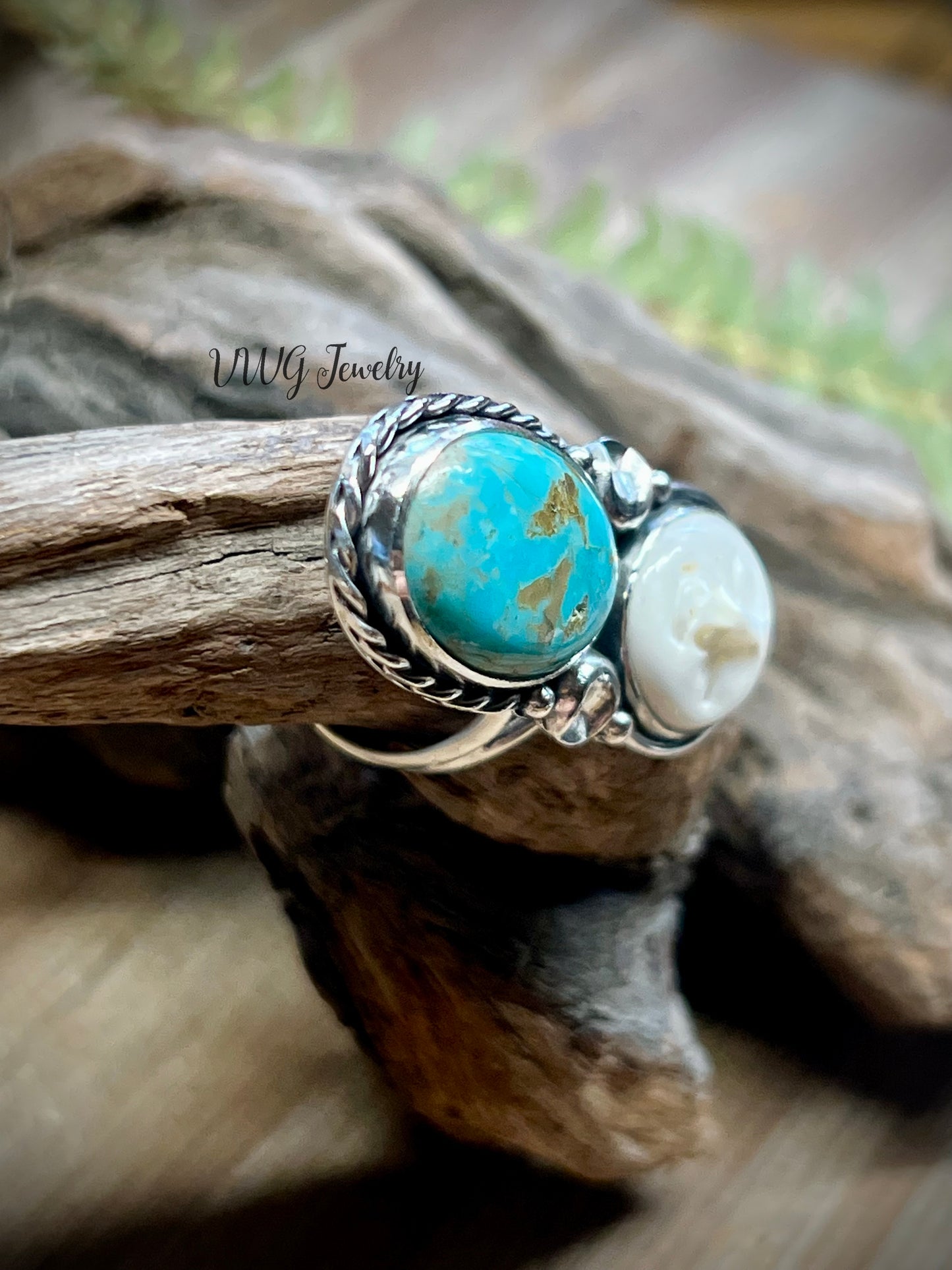 Moon Over Kingman Turquoise Sterling Silver Ring Size 8