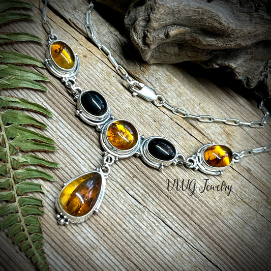 Amber Array Necklace Sterling Silver .925