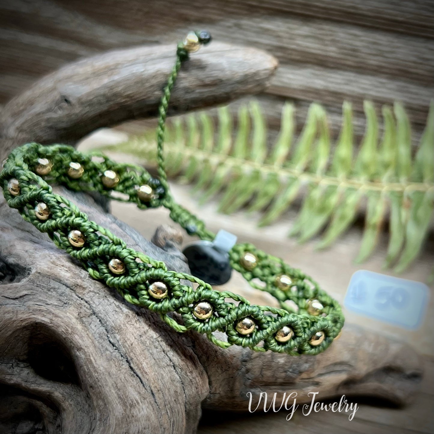 Brass & Lace Macrame Bracelet