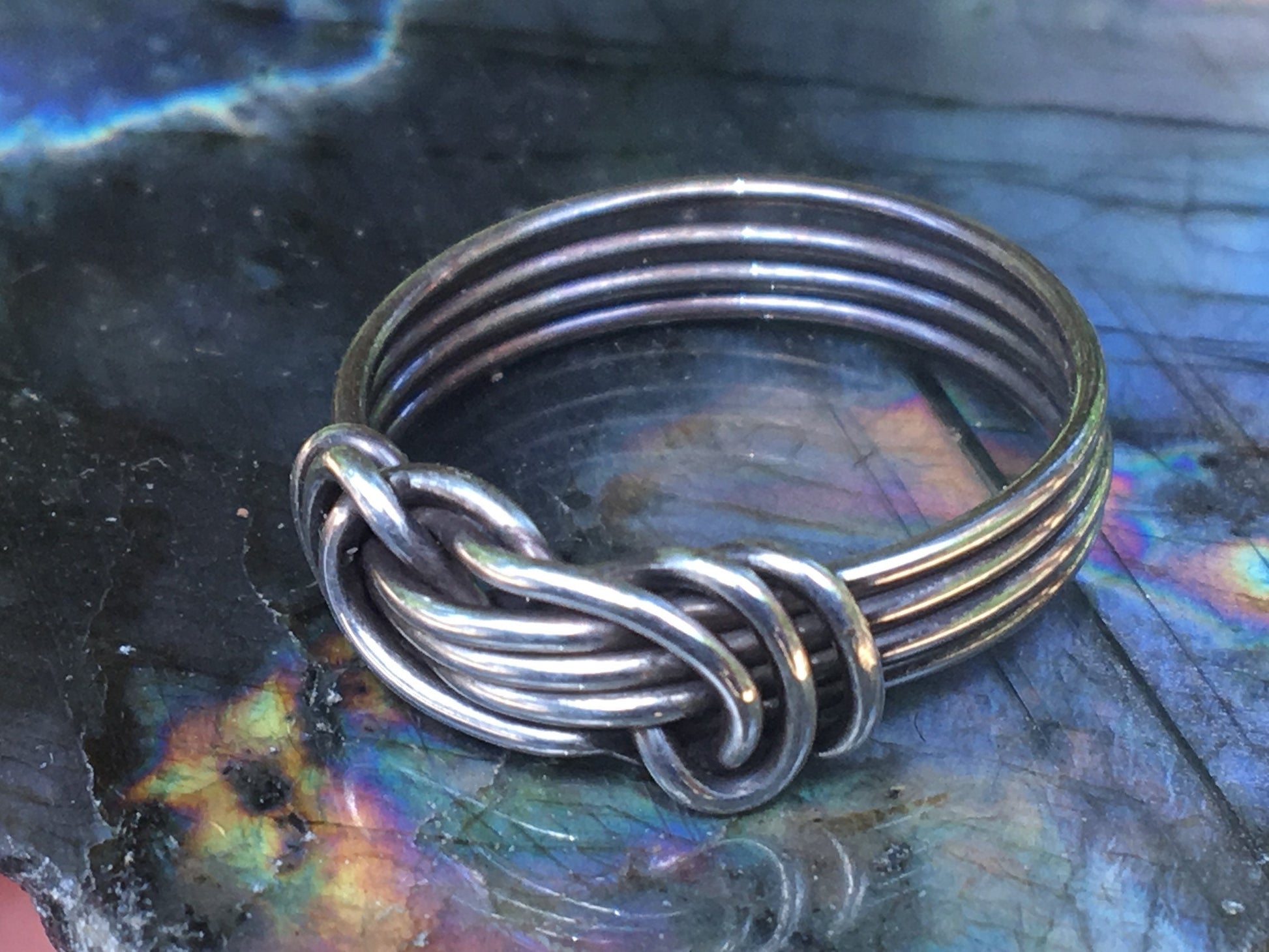 Gypsy Knotted Ring Braided Sterling Silver or Copper Band