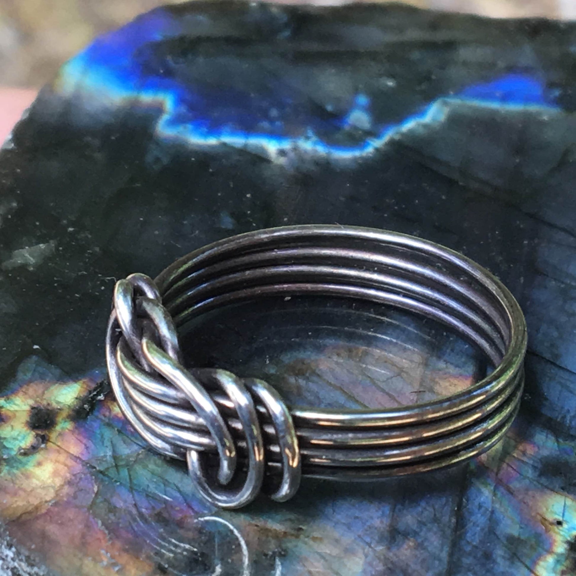 Gypsy Knotted Ring Braided Sterling Silver or Copper Band
