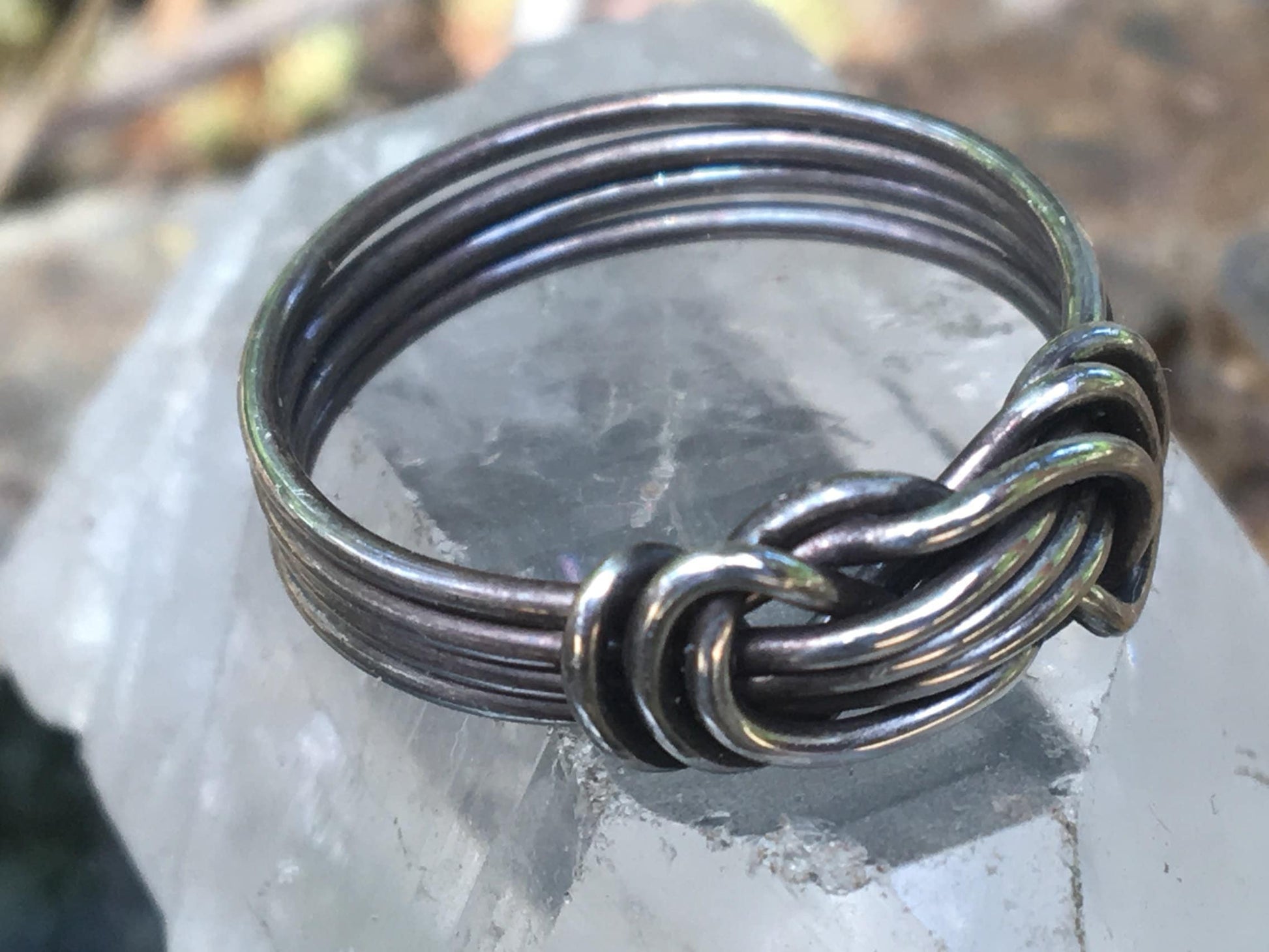 Gypsy Knotted Ring Braided Sterling Silver or Copper Band