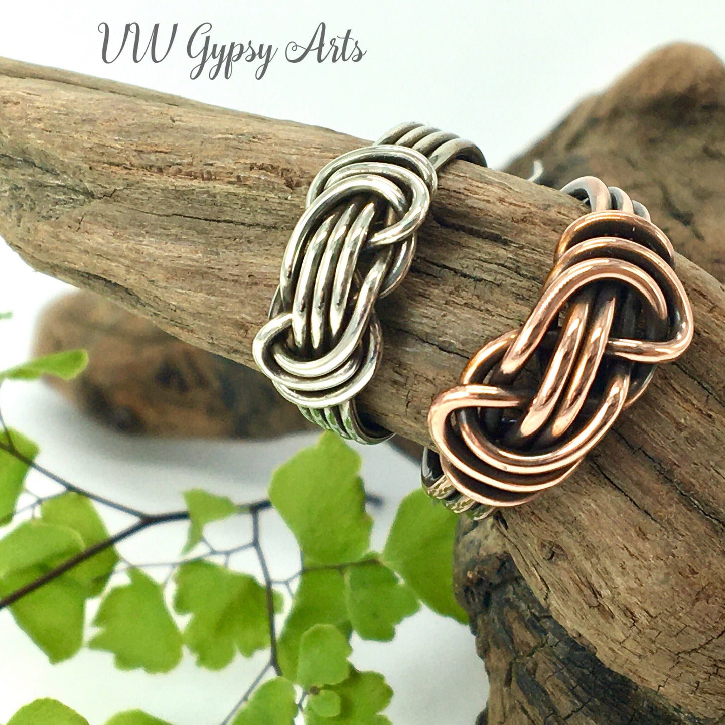 Gypsy Knotted Ring Braided Sterling Silver or Copper Band