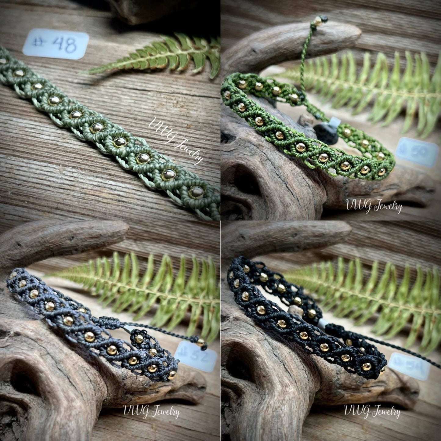 Brass & Lace Macrame Bracelets
