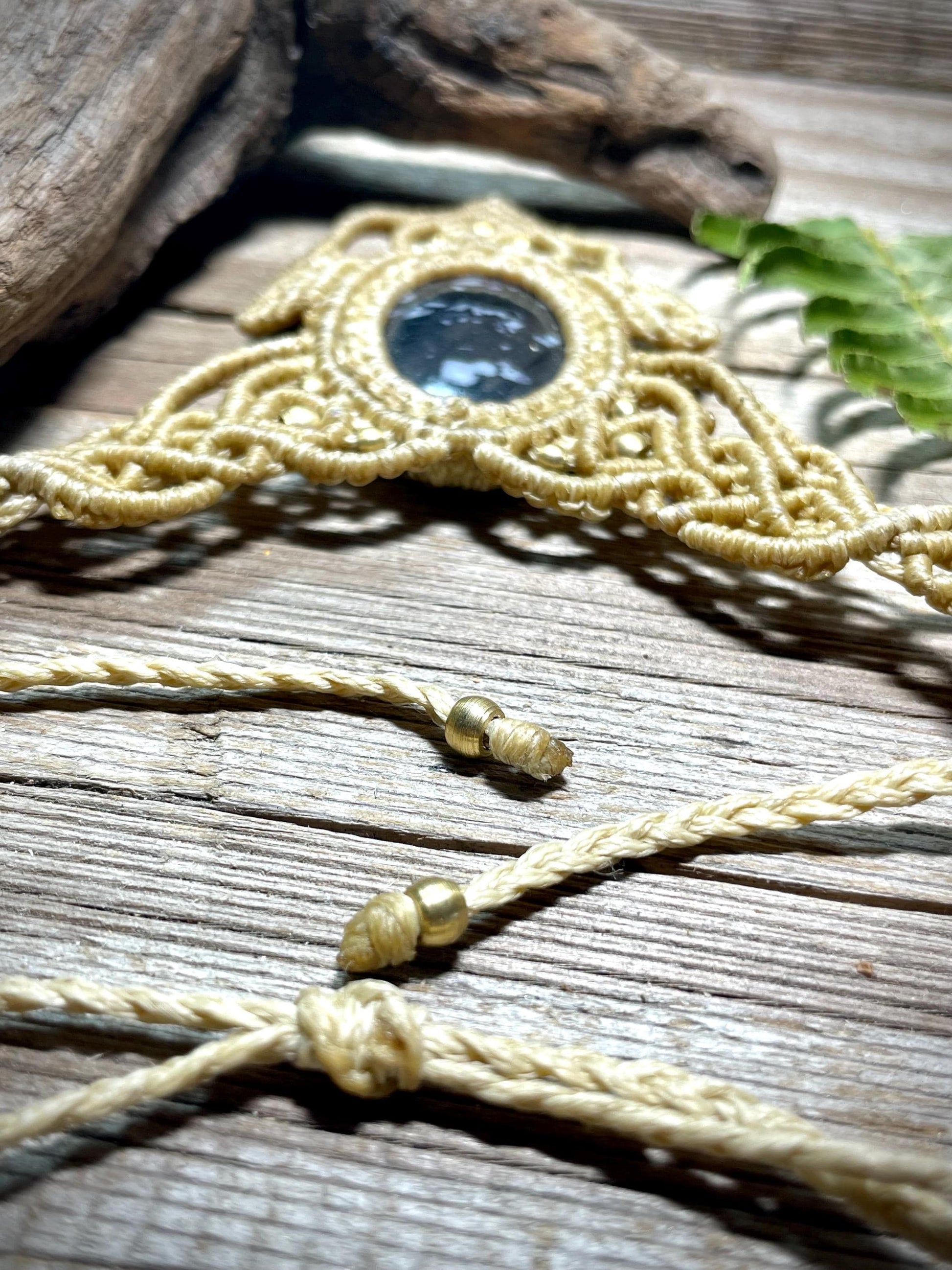 Snowflake Obsidian Macrame Necklace Handmade Adjustable Gemstone