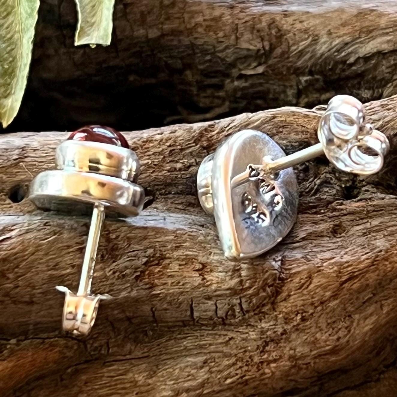 Amber Stud Earrings in Sterling Silver 925 Genuine Mexican Amber