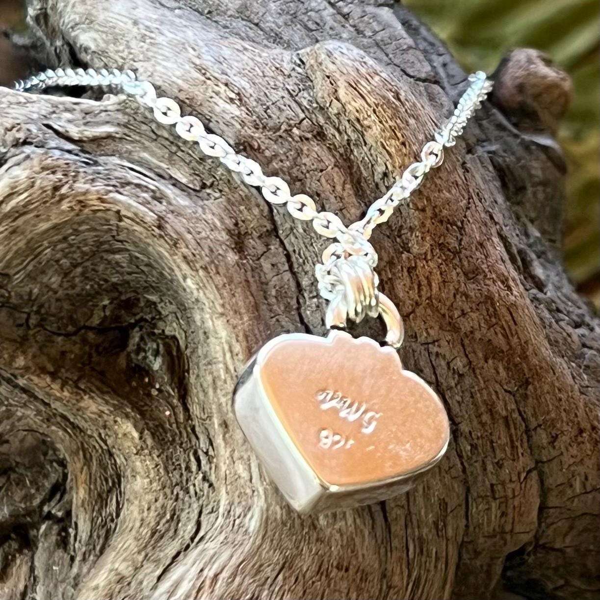 Amber Heart Pendant Necklace Sterling Silver 925 Handmade Pendant Chiapas Mexico
