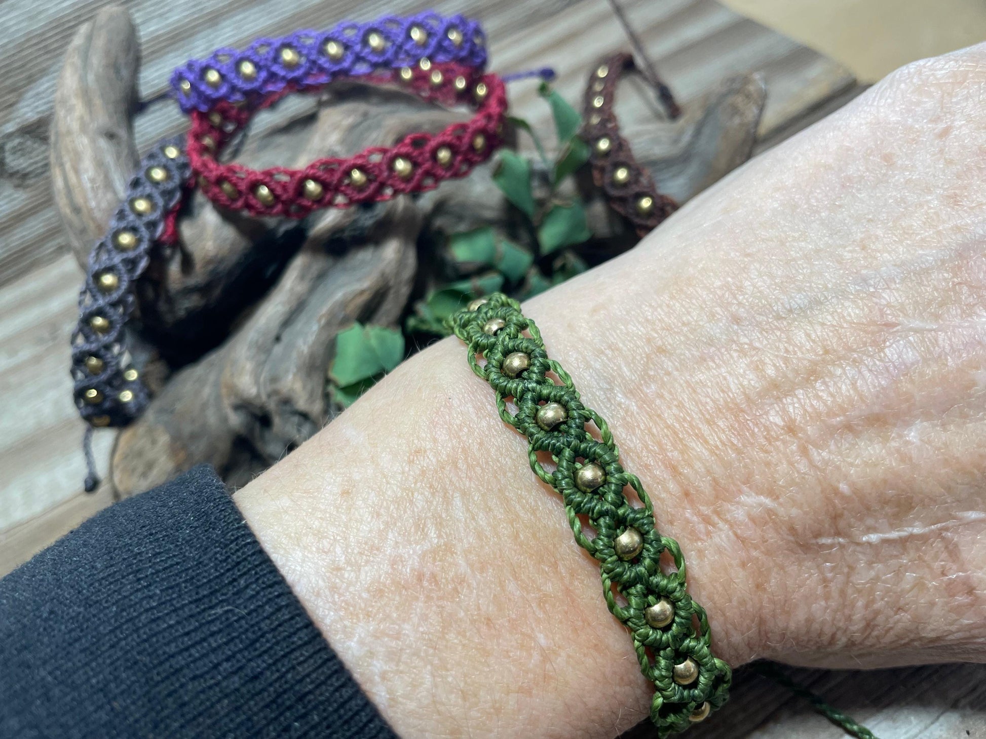 Brass & Lace Macrame Bracelet