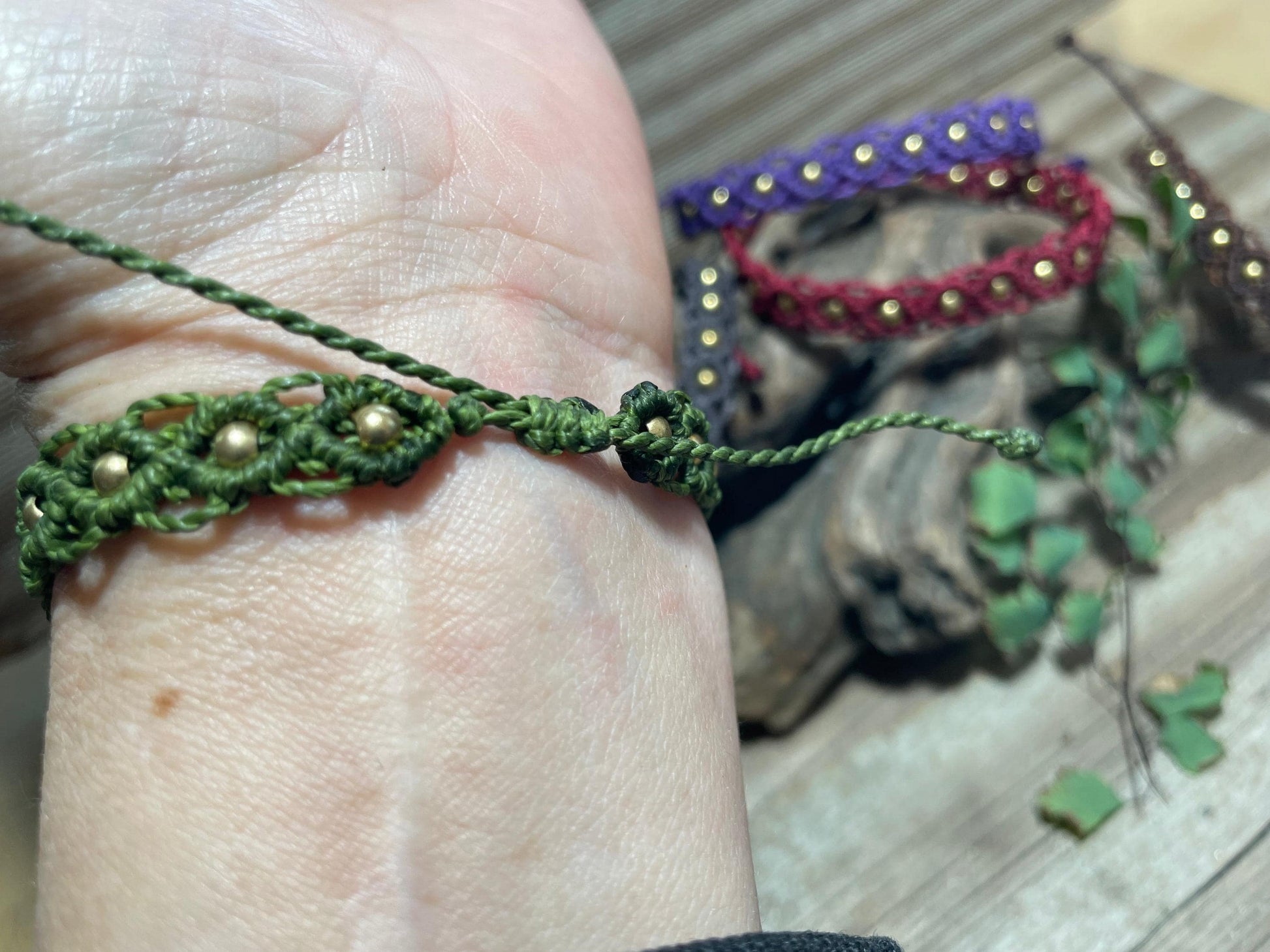 Brass & Lace Macrame Bracelet