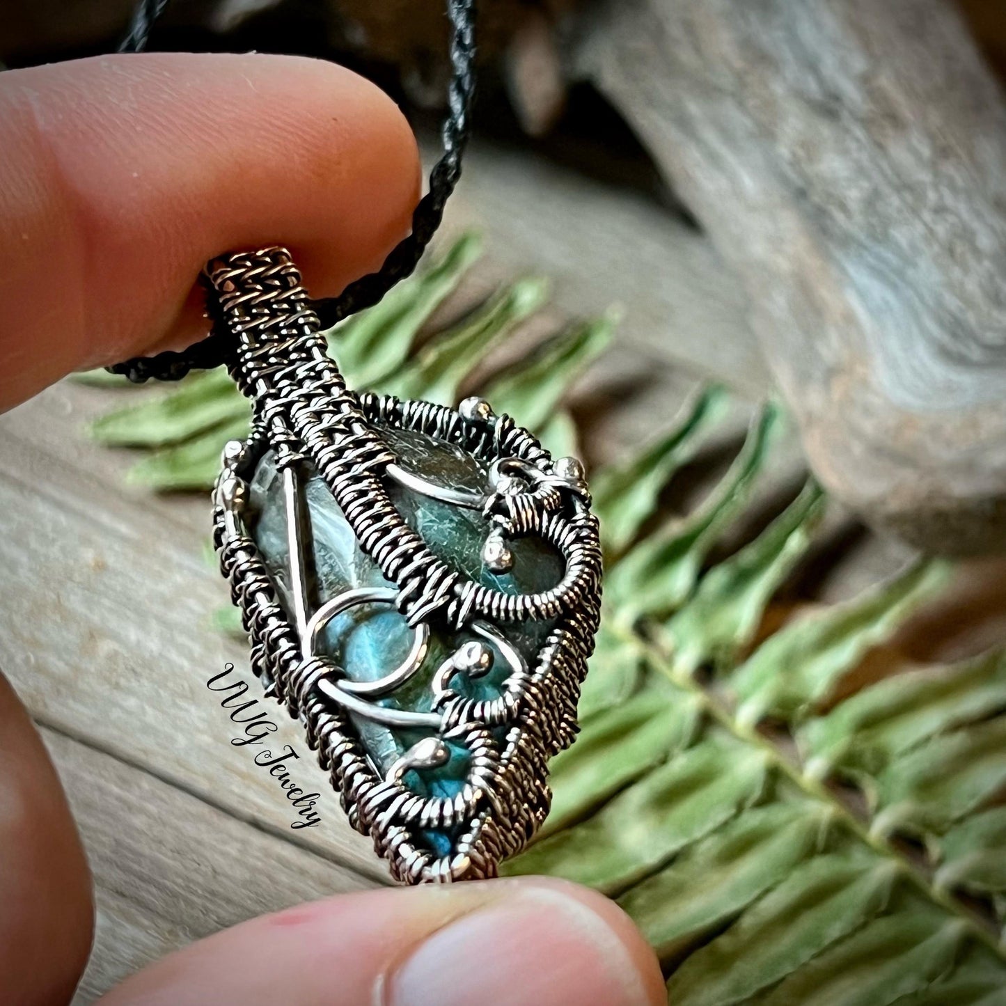 Labradorite Sterling Silver Wire Wrapped Pendant | Handmade Blue Flash Crystal Necklace | Artisan Gemstone Jewelry