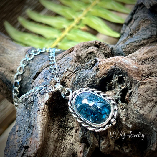 Kyanite Sterling Silver Necklace Handmade Blue Gemstone Crystal Pendant