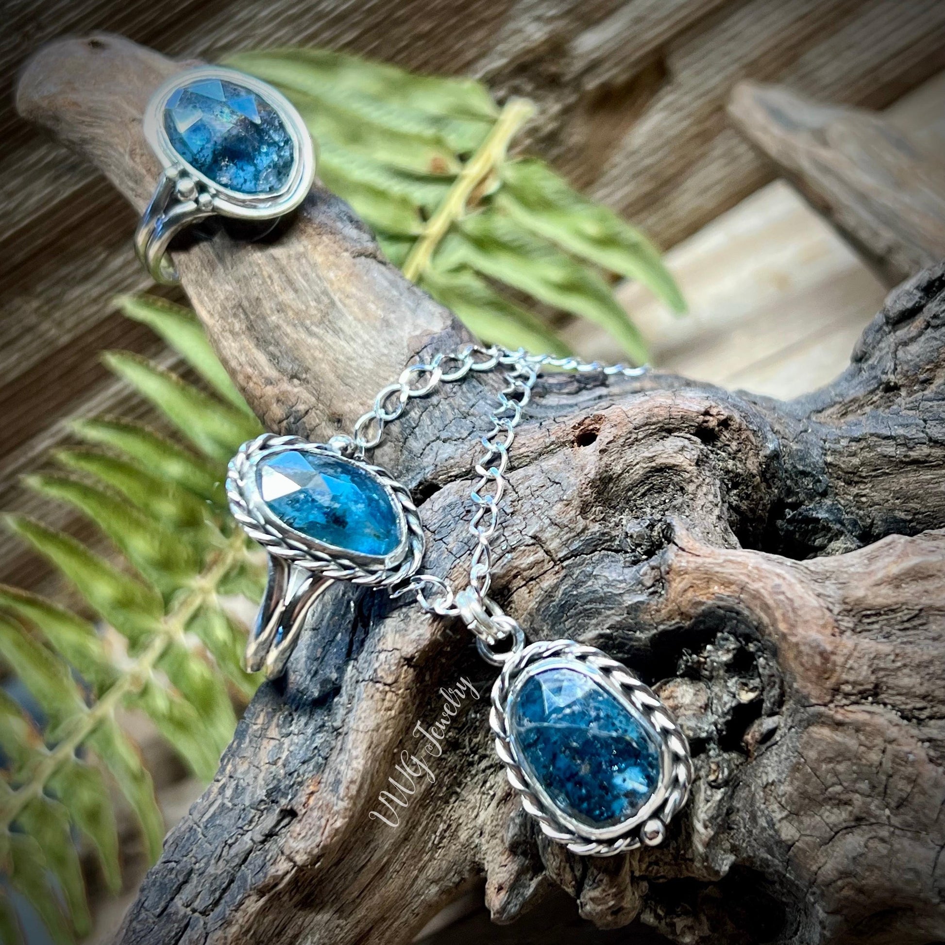 Kyanite Sterling Silver Necklace Handmade Blue Gemstone Crystal Pendant