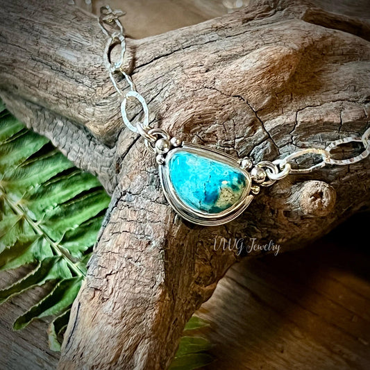 Turquoise Sm Sterling Silver Necklace Handmade 925 Blue Gemstone Pendant