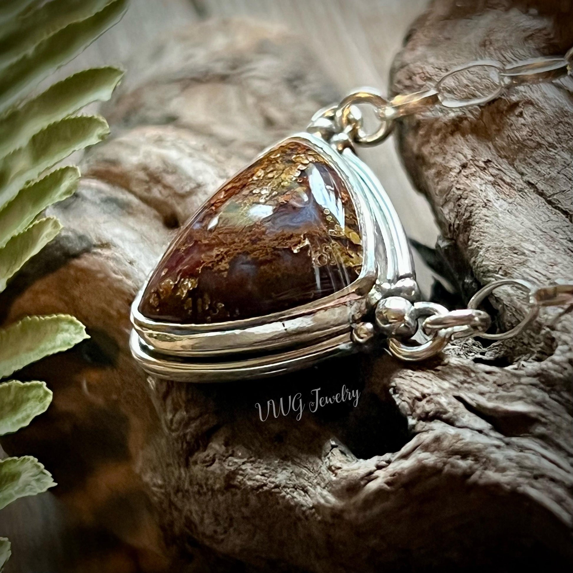 Moss Agate Sterling Silver 925 Necklace Handmade Gemstone Pendant Forest Inspired Nature Crystal Jewelry