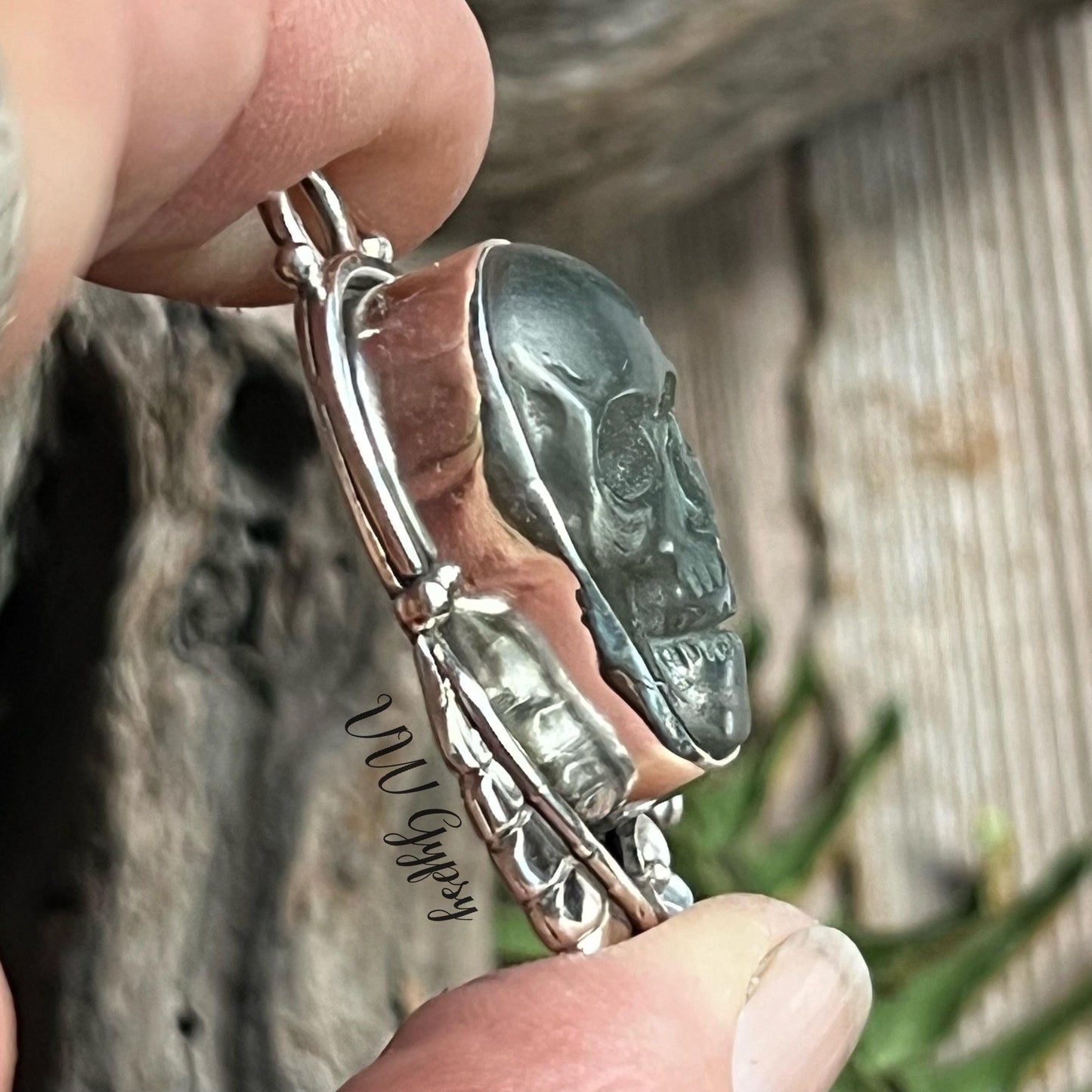 La Catrina Sugar Skull Labradorite Sterling Silver Necklace Handmade Día de los Muertos 925 Pendant