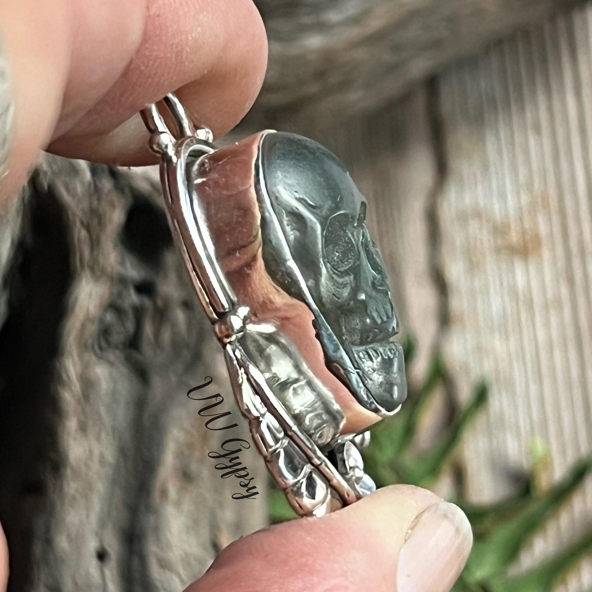 La Catrina Sugar Skull Labradorite Sterling Silver Necklace Handmade Día de los Muertos 925 Pendant