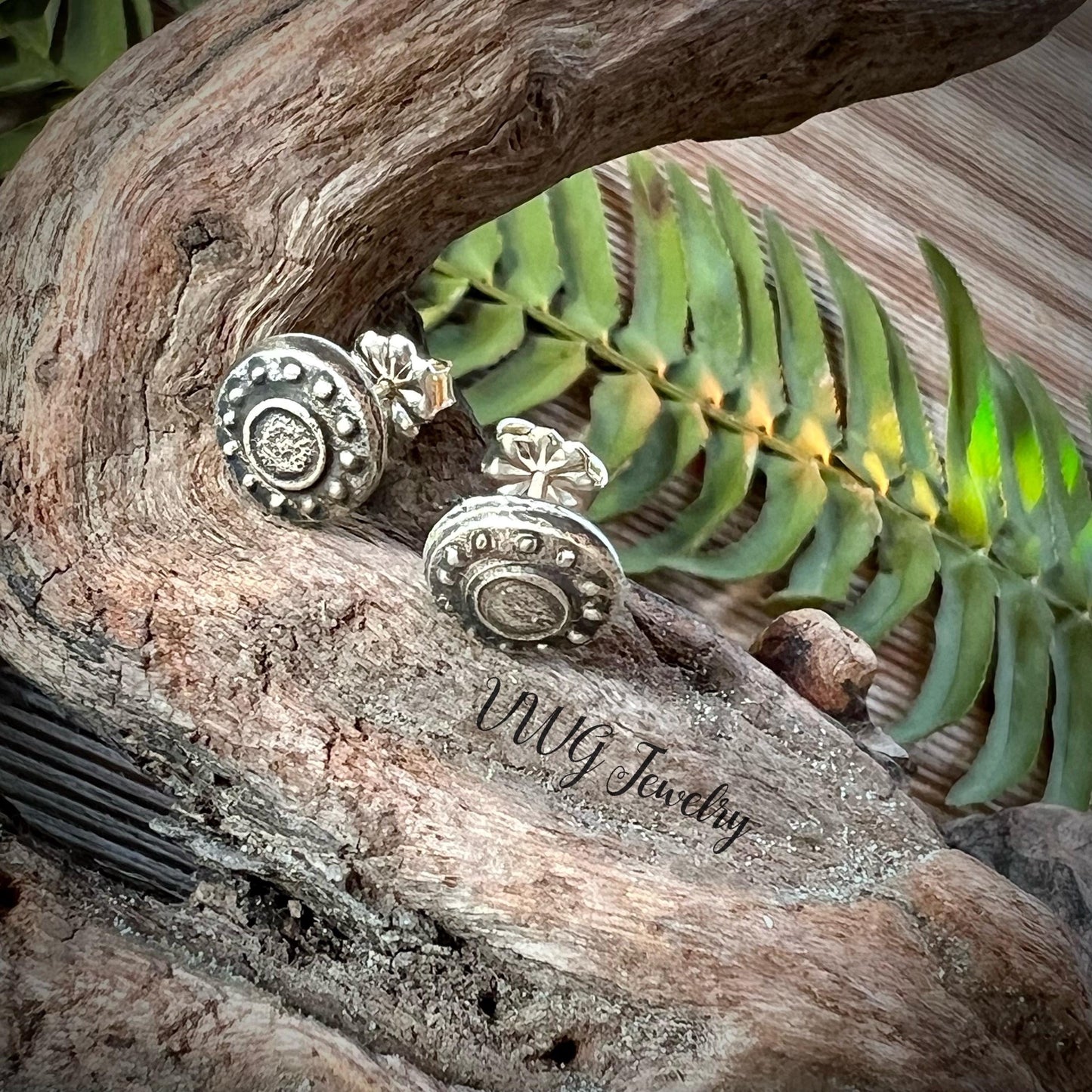 Shield Stud Sterling Silver Earrings Handmade 925 Silver