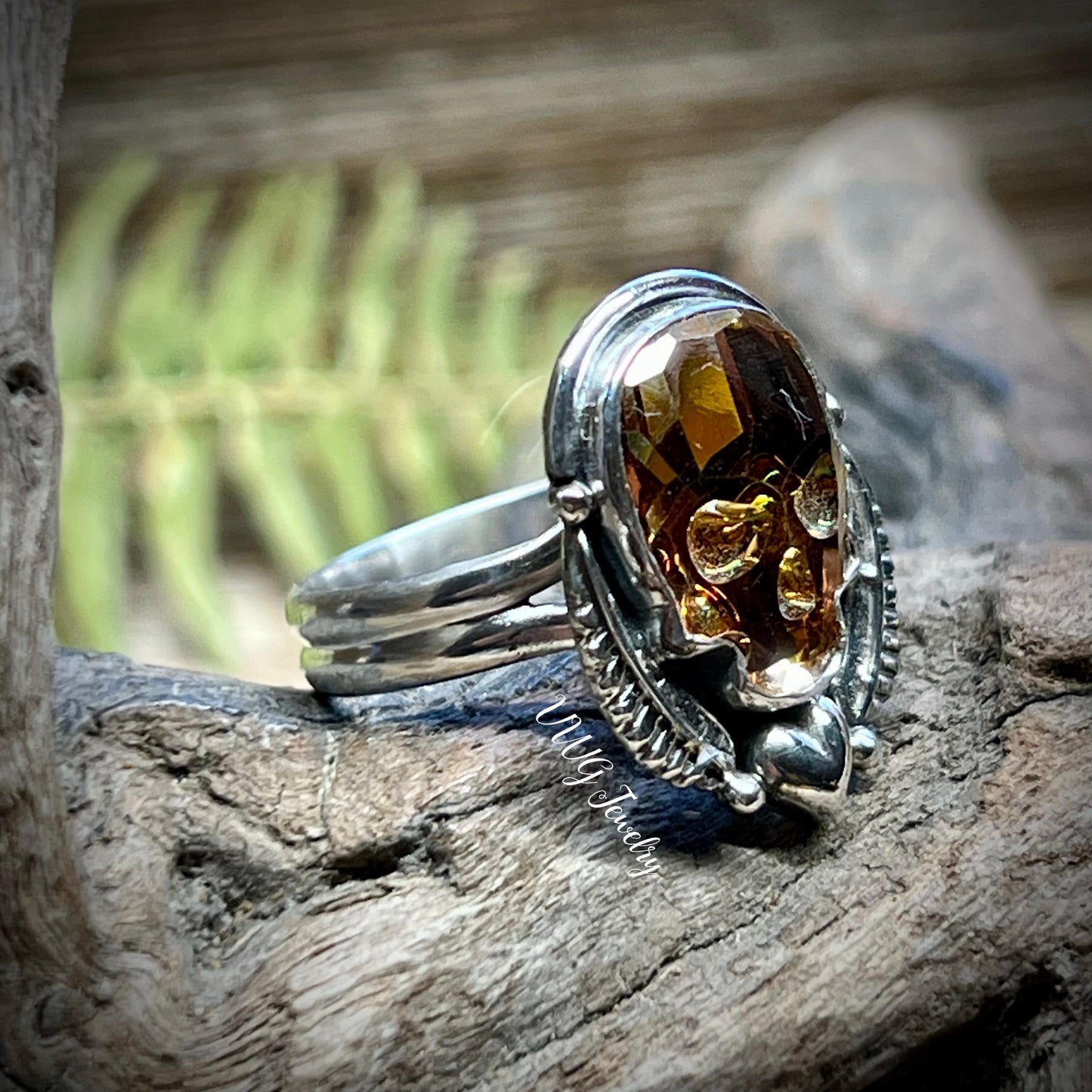 Swarovski Skull Crystal Ring Gold Size 7.5 Handmade Sterling Silver 925 Gothic Skull Ring