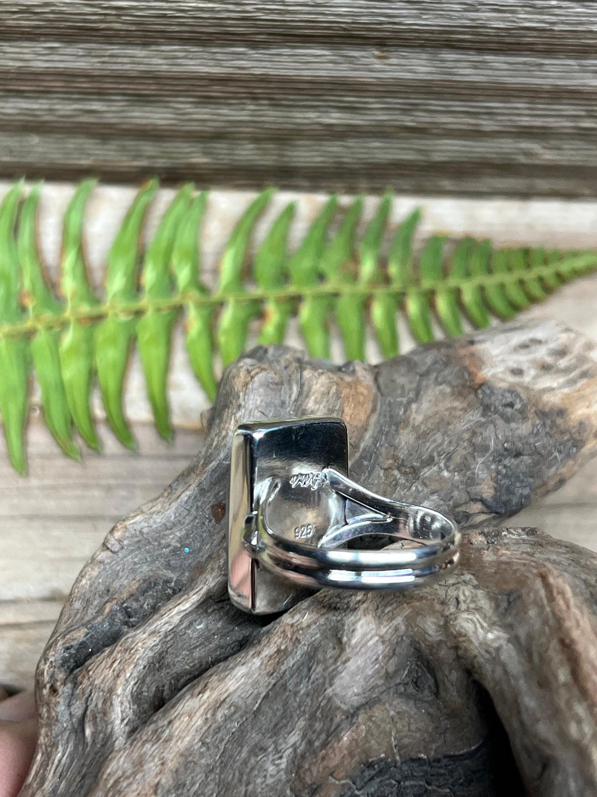 Rainbow Moonstone Sterling Silver Ring Handmade 925