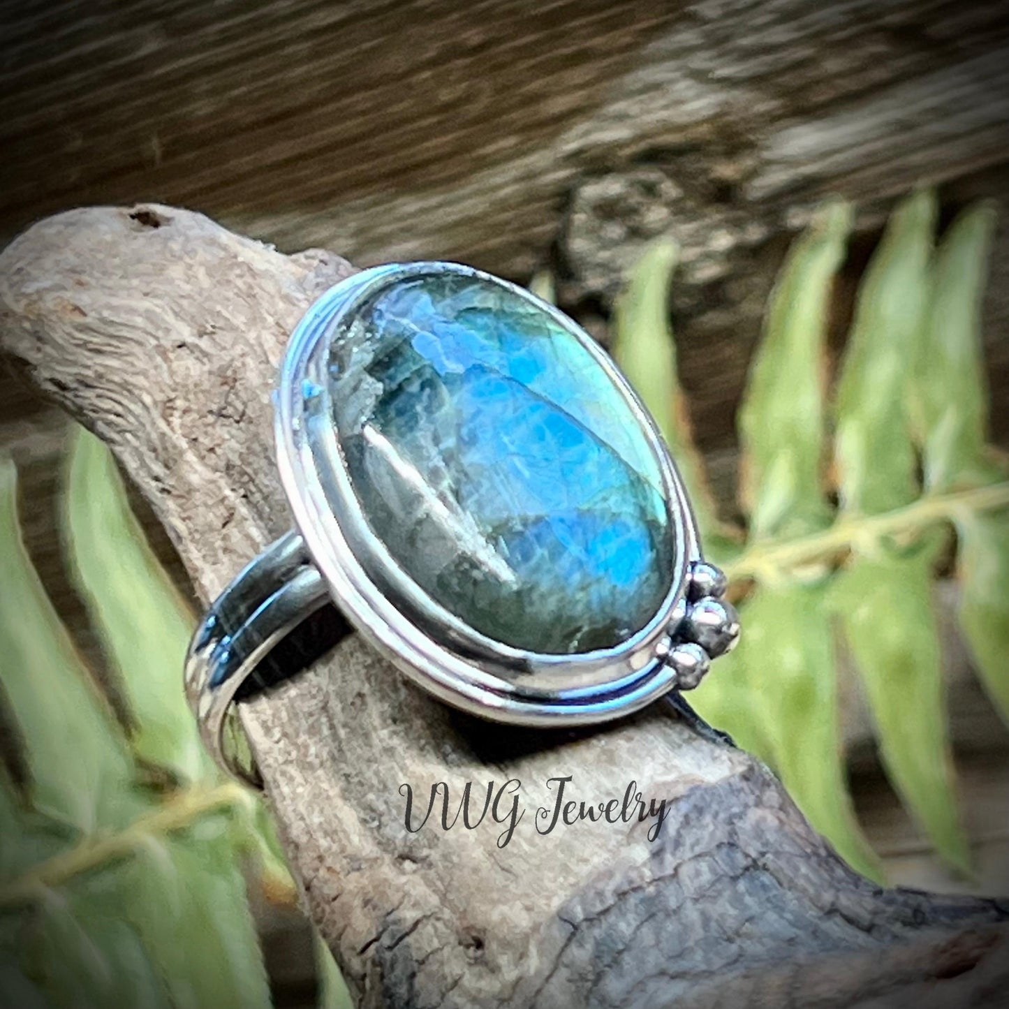 Labradorite Sterling Silver Ring Handmade Blue Gemstone 925 Rings