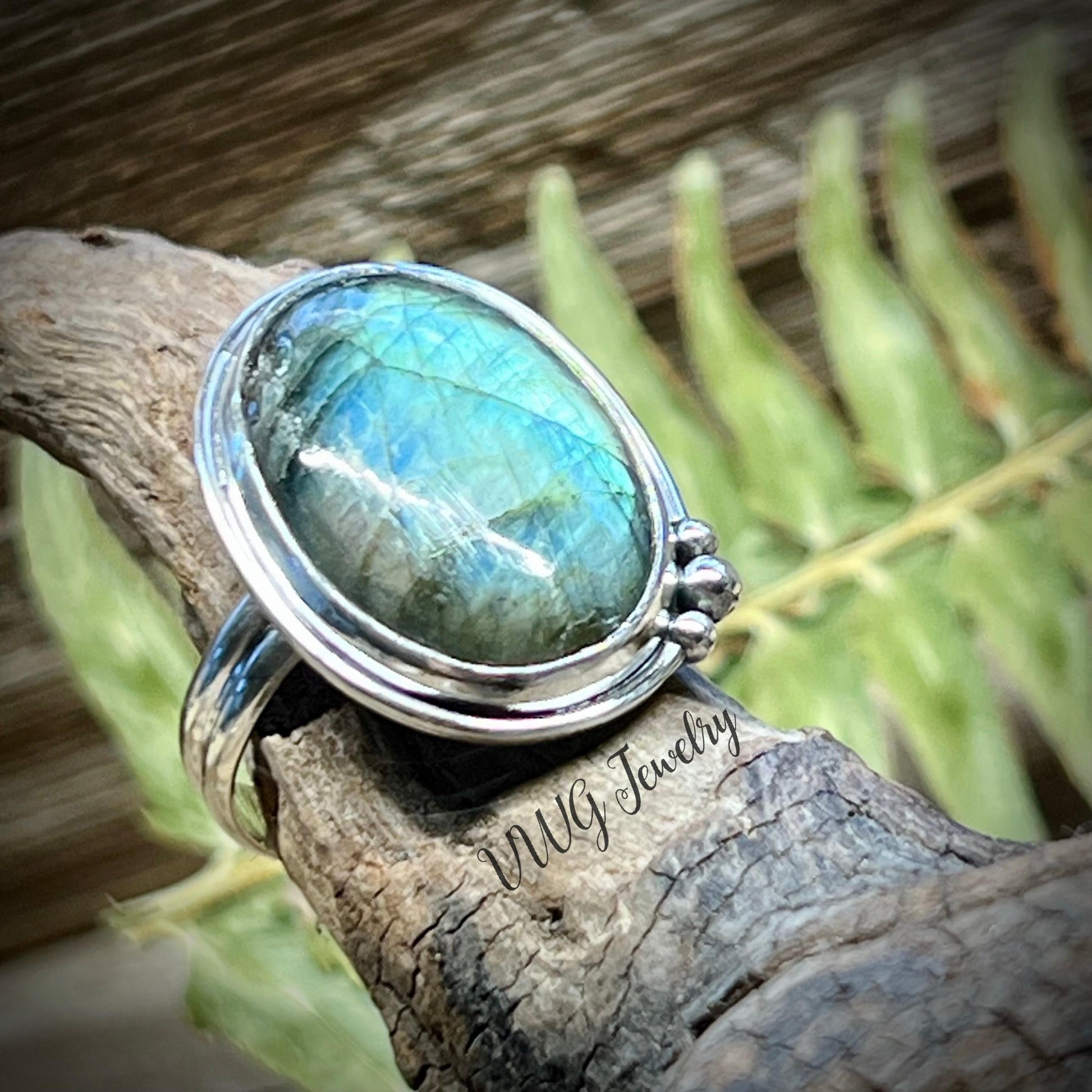 Labradorite Sterling Silver Ring Handmade Blue Gemstone 925 Rings
