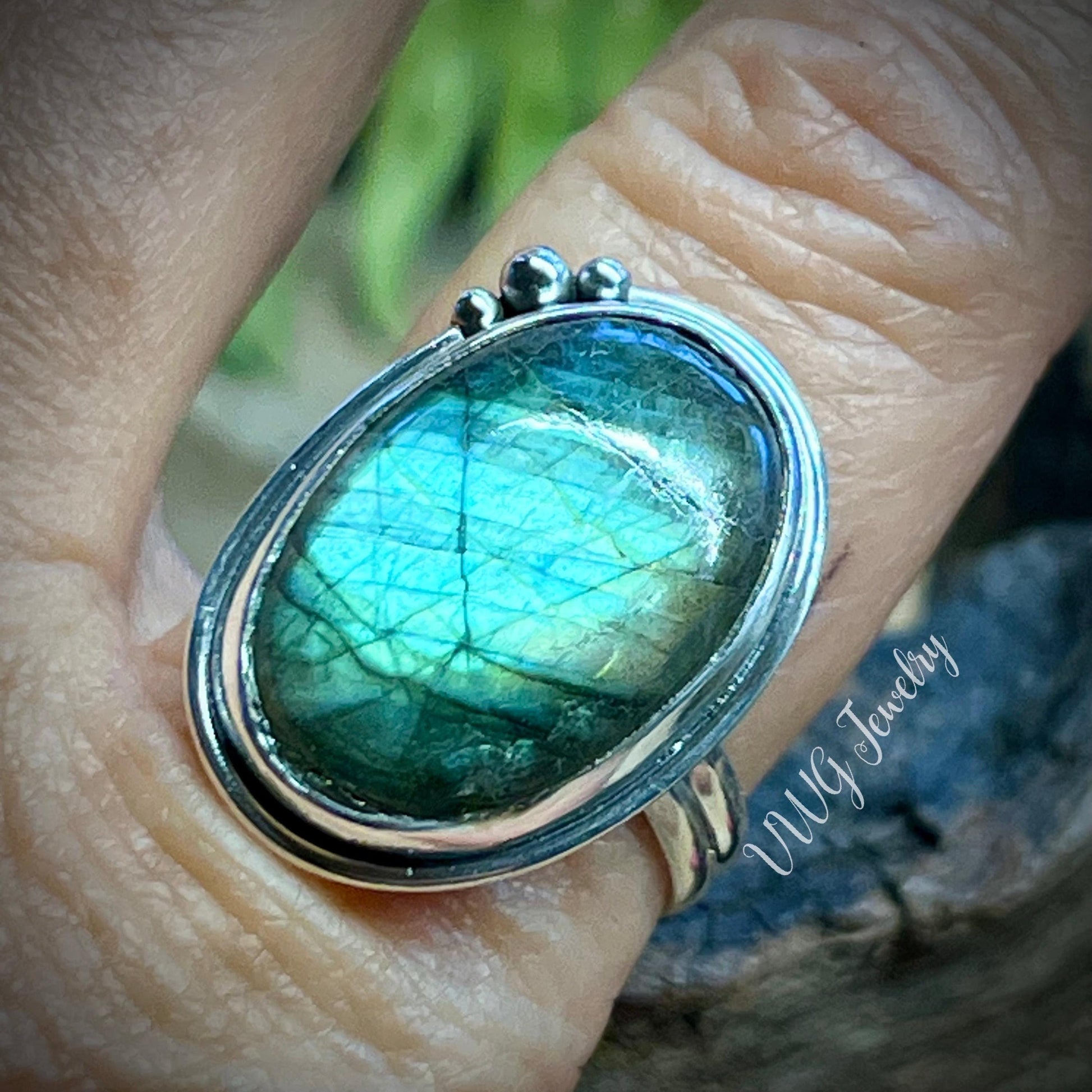 Labradorite Sterling Silver Ring Handmade Blue Gemstone 925 Rings