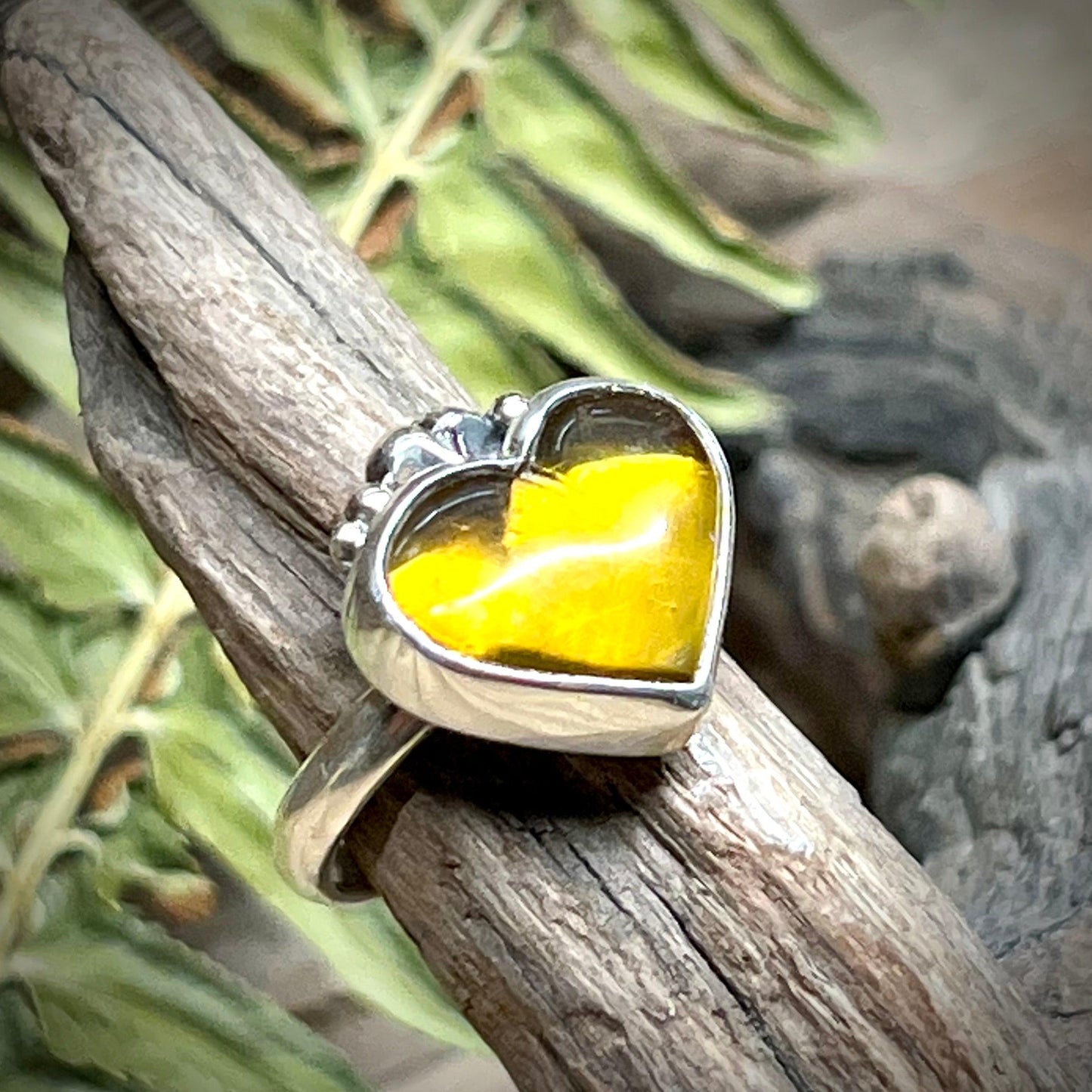Heart Gemstone Ring Sterling Silver 925 Handmade Amber Jade or Rhodochrosite Romantic Jewelry