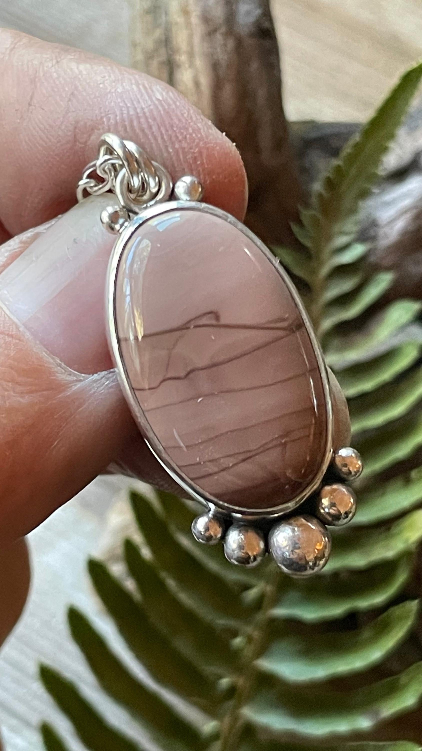 Picture Jasper Gemstone Pendant Necklace Handmade 925 Sterling Silver Pendant