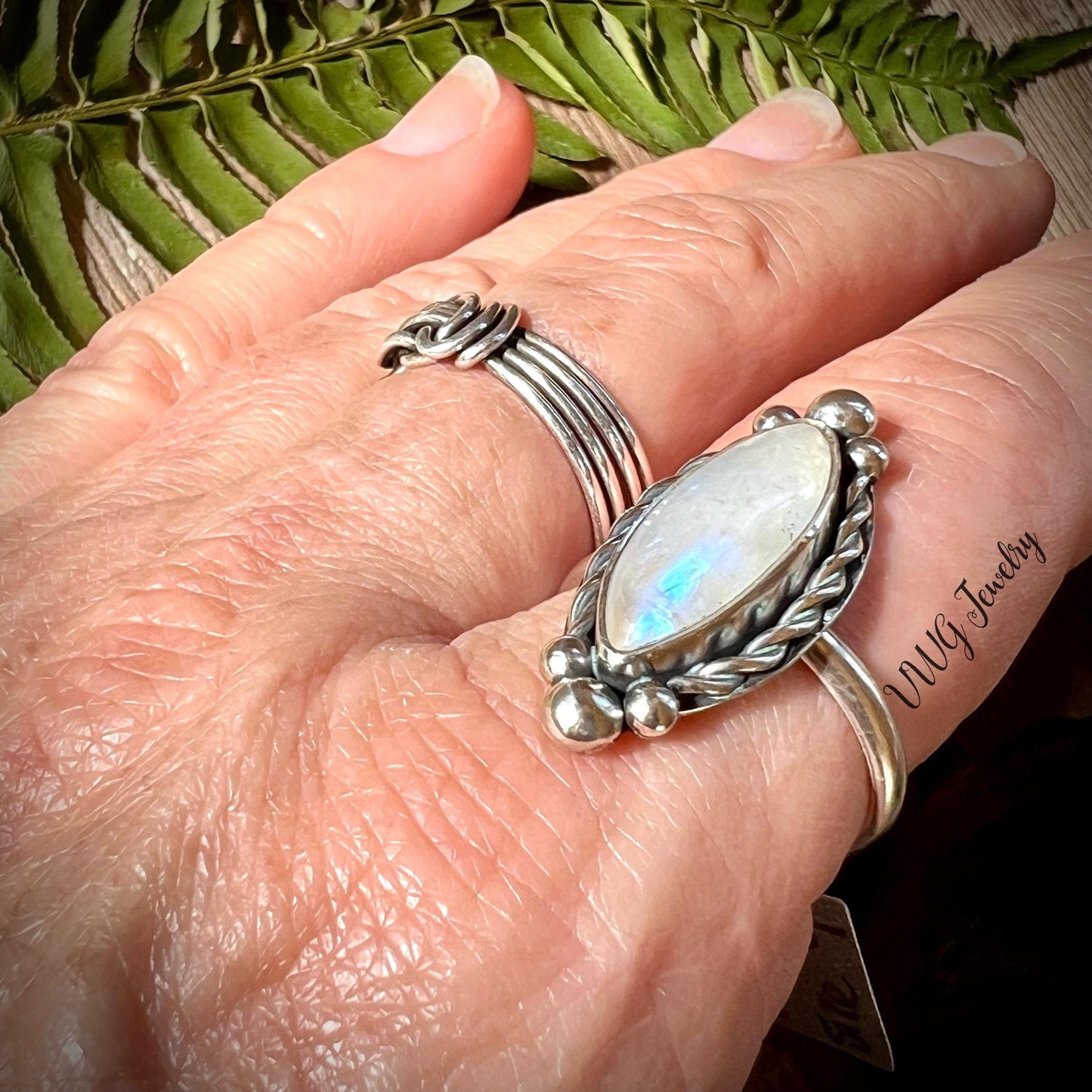 Moonstone Sterling Silver Ring Size 9 Statement Ring