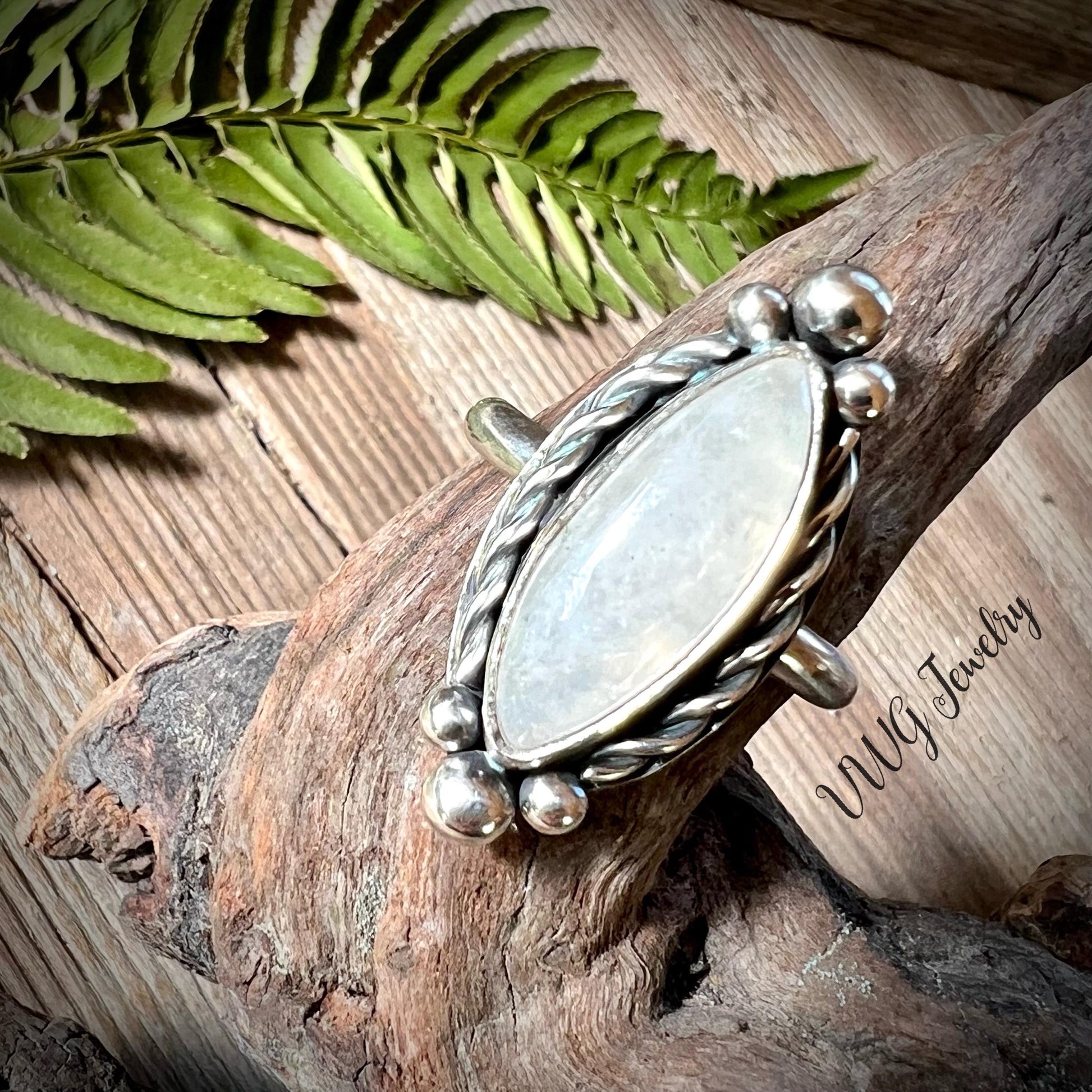 Moonstone Sterling Silver Ring Size 9 Statement Ring