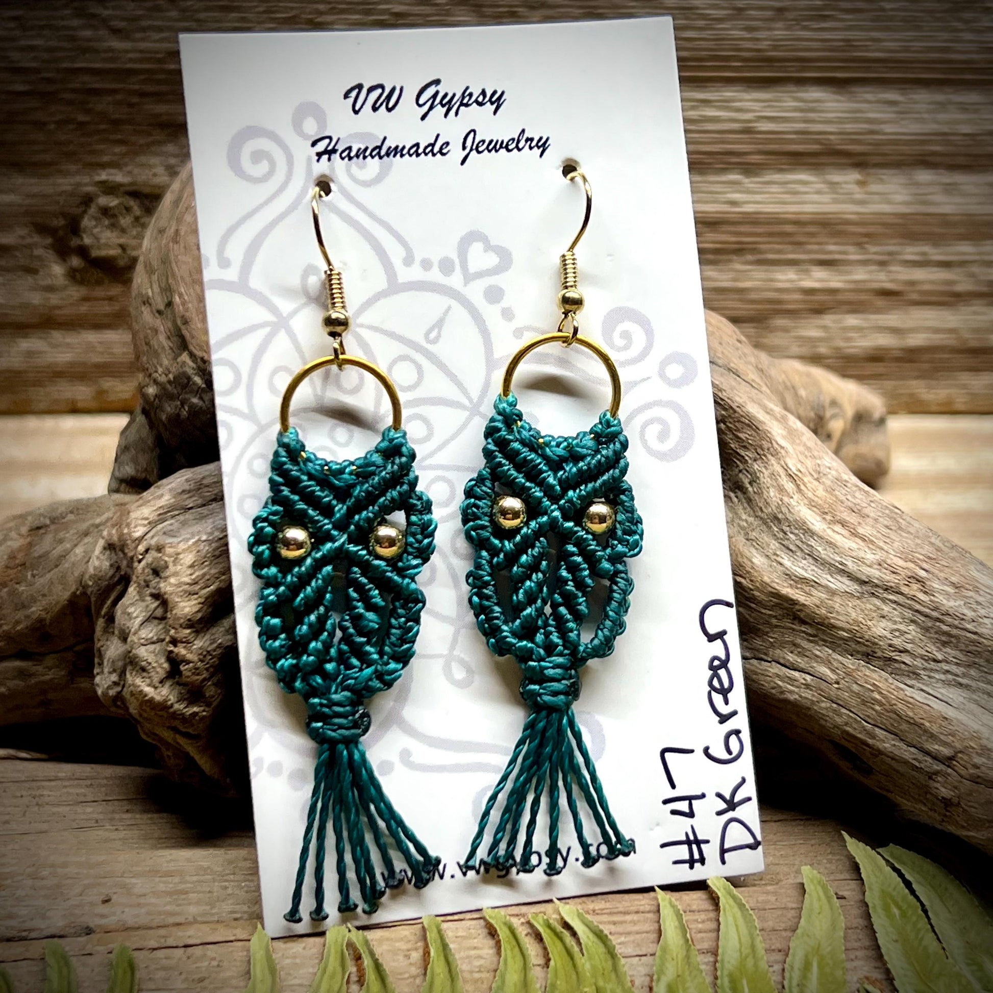Owl Macrame Earrings Handmade Hypoallergenic Nature Lover Woodland Jewelry