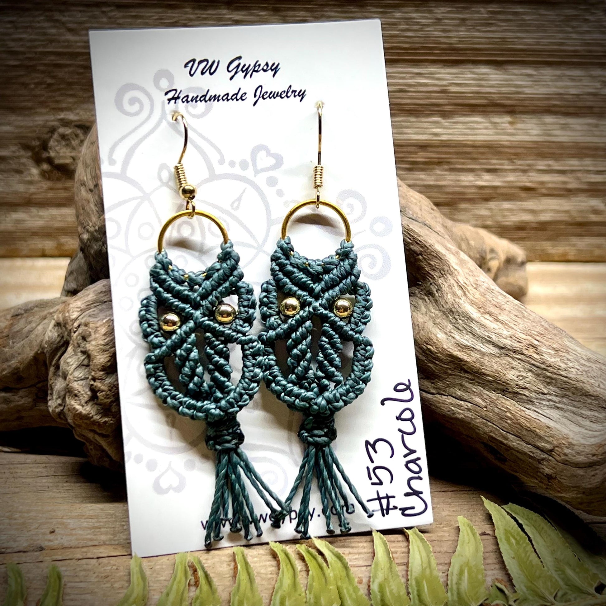 Owl Macrame Earrings Handmade Hypoallergenic Nature Lover Woodland Jewelry
