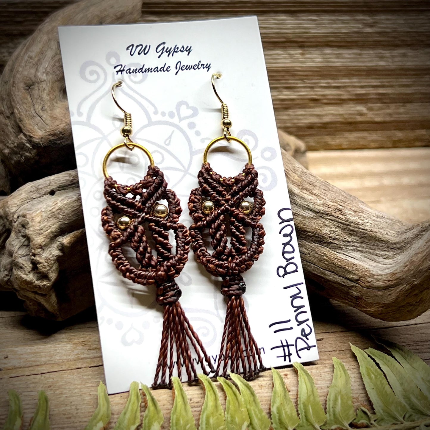 Owl Macrame Earrings Handmade Hypoallergenic Nature Lover Woodland Jewelry