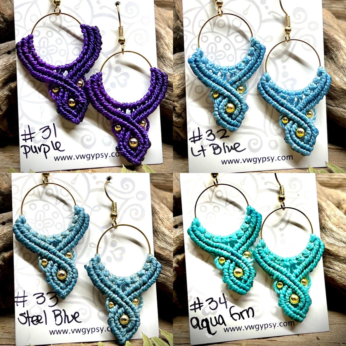 Macramé Bohemian Drop Earrings Hypoallergenic Lightweight Jewelry