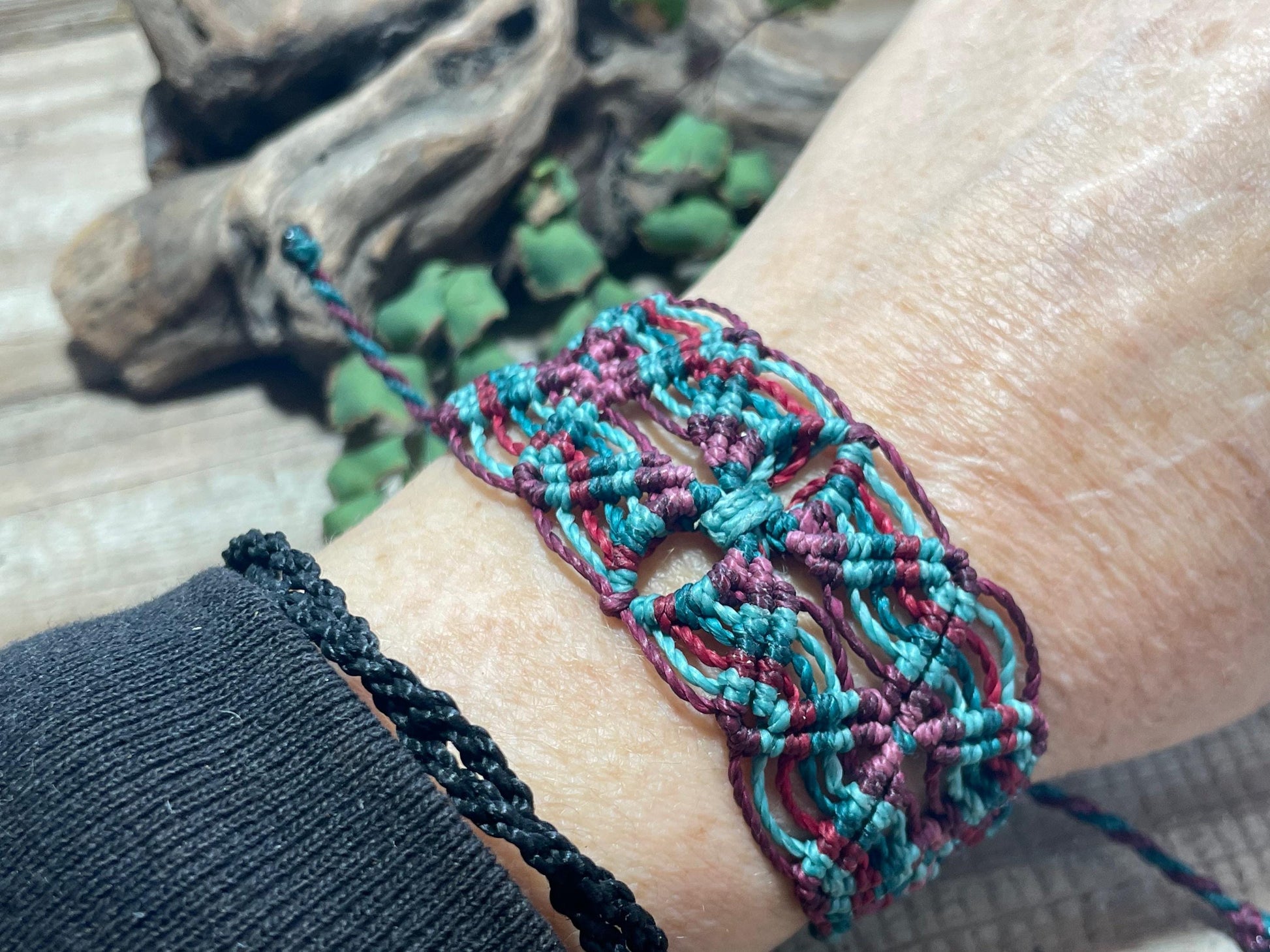 Color Waves Macrame Bracelet Adjustable Woven Handmade Boho Friendship