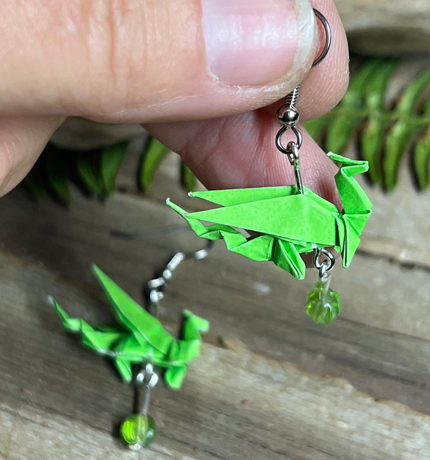 Origami Dragon Earrings | Handmade Japanese Paper Dragon Earrings | Fantasy Dragon Jewelry