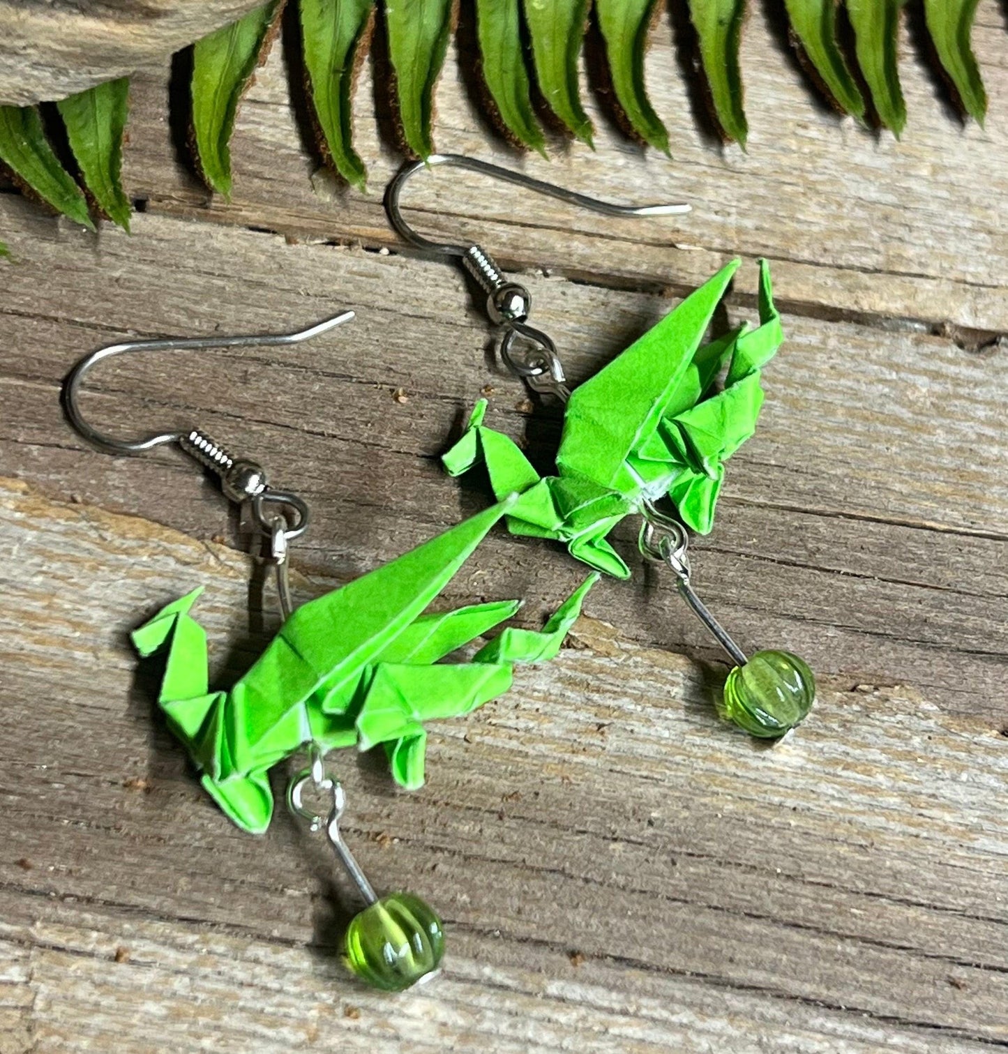 Origami Dragon Earrings | Handmade Japanese Paper Dragon Earrings | Fantasy Dragon Jewelry
