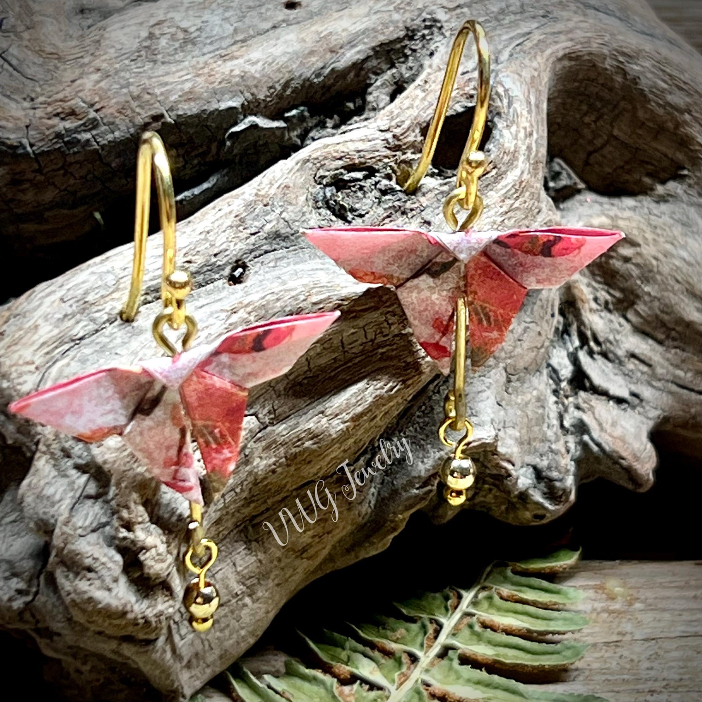 Origami Butterfly Earrings | Handmade Japanese Paper Butterfly Earrings | Lightweight Nature Jewelry