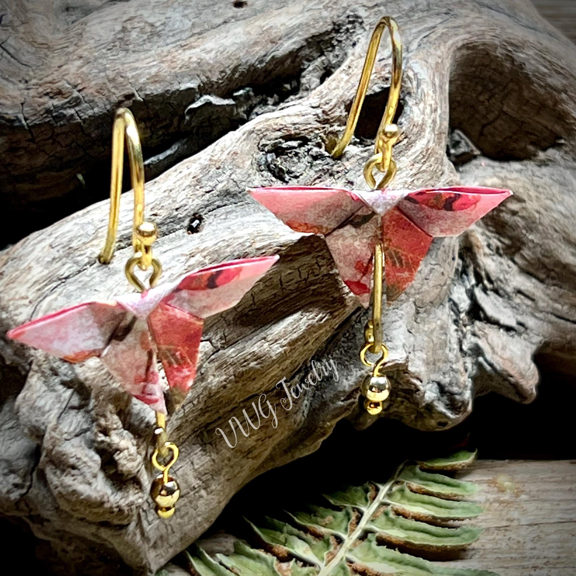 Origami Butterfly Earrings | Handmade Japanese Paper Butterfly Earrings | Lightweight Nature Jewelry