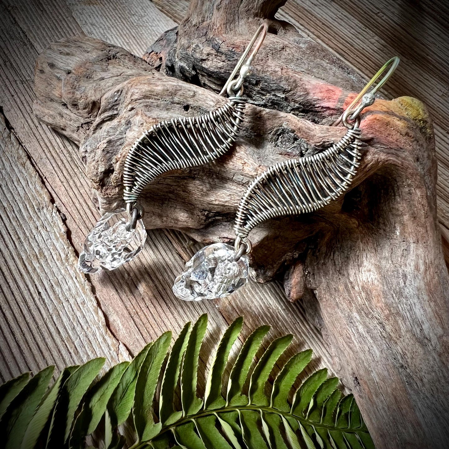 Swarovski Crystal Skull Sterling Silver Wire Wrapped Earrings 925