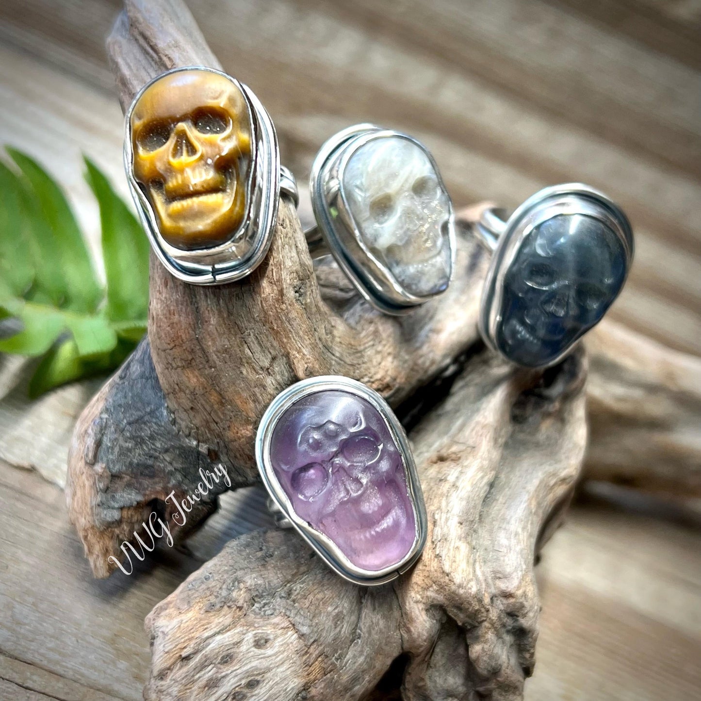 Sugar Skull Gemstone Rings Sterling Silver .925