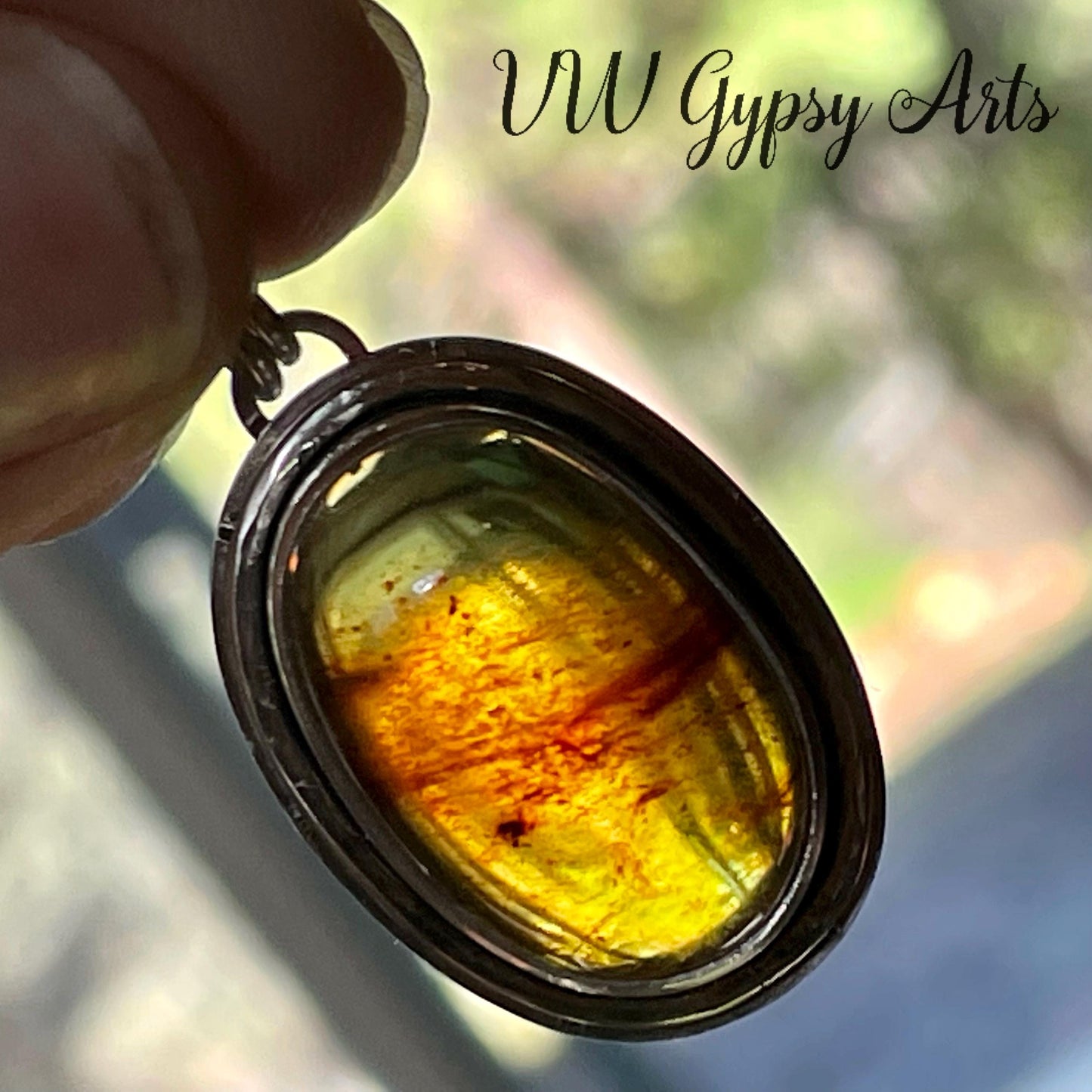 Golden Amber Sterling Silver Oval Pendant Handmade Chiapas Mexico Amber 925 Silver Necklace