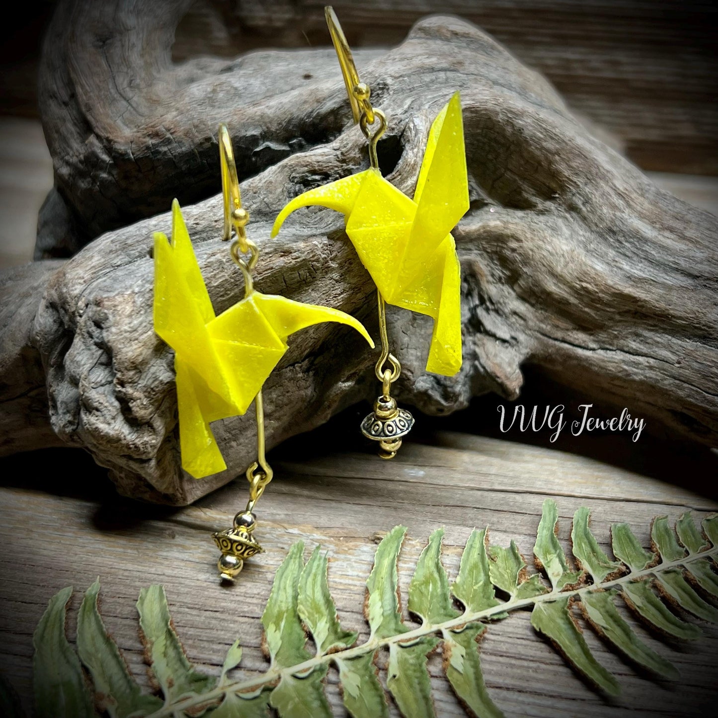 Origami Hummingbird Earrings Handmade Japanese Lightweight Nature Bird Jewelry