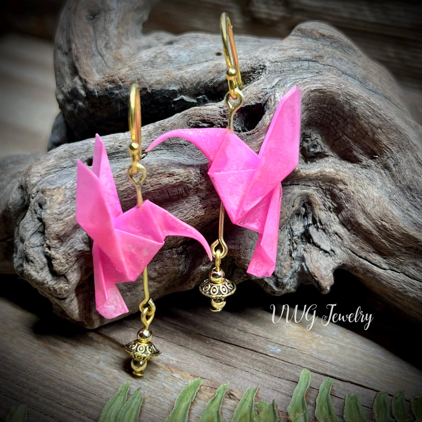 Origami Hummingbird Earrings Handmade Japanese Lightweight Nature Bird Jewelry