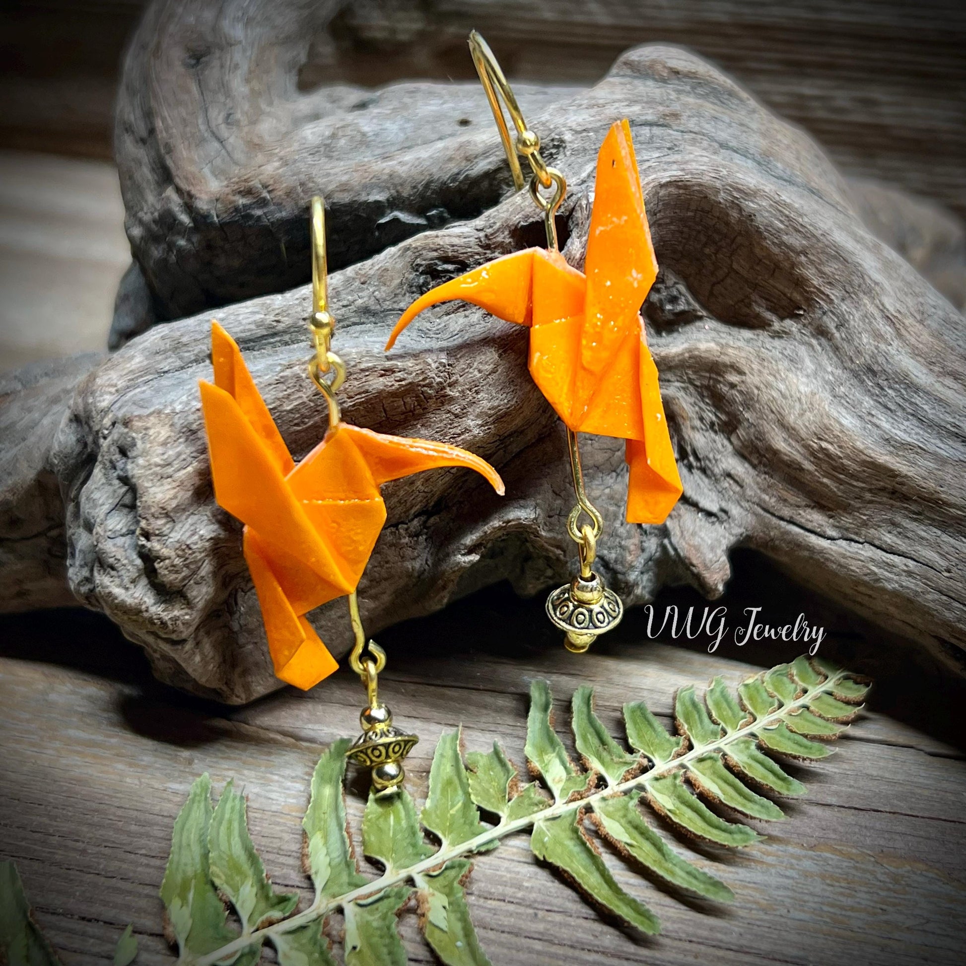 Origami Hummingbird Earrings Handmade Japanese Lightweight Nature Bird Jewelry